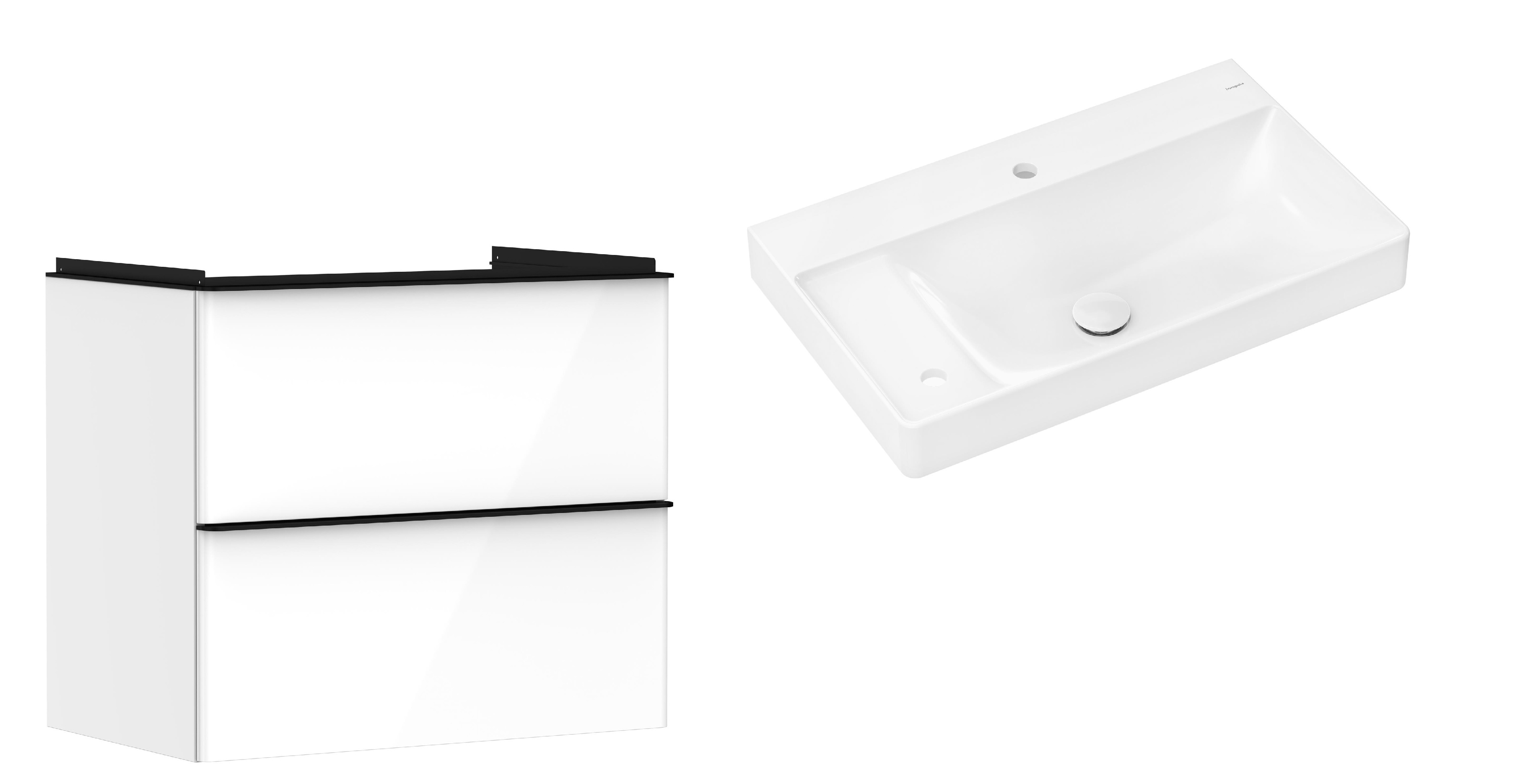 Set Kabinett Hansgrohe Xelu Q 54027670, Waschbecken Hansgrohe Xelu Q 61031450