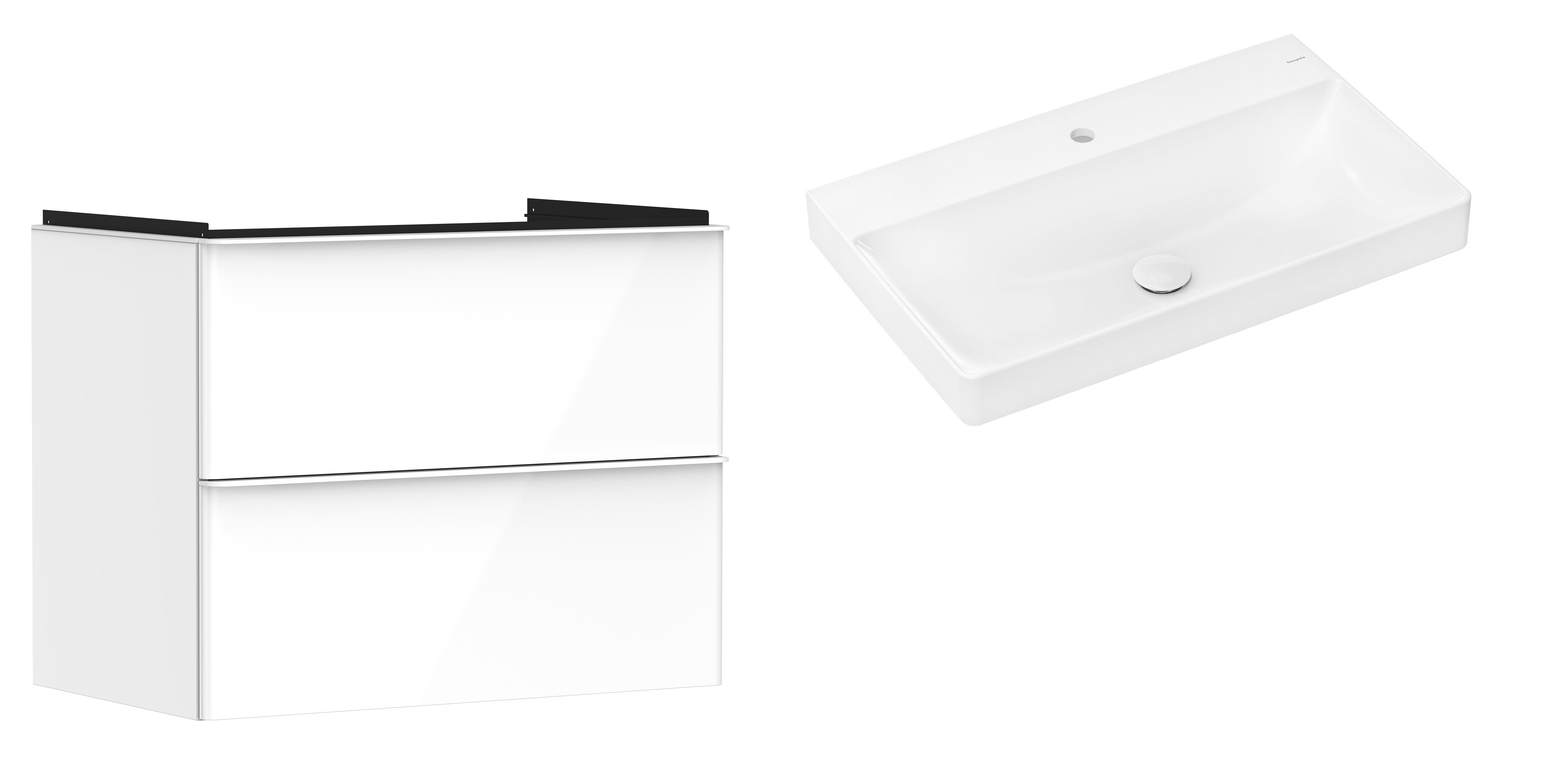 Set Kabinett Hansgrohe Xelu Q 54027700, Waschbecken Hansgrohe Xelu Q 61020450