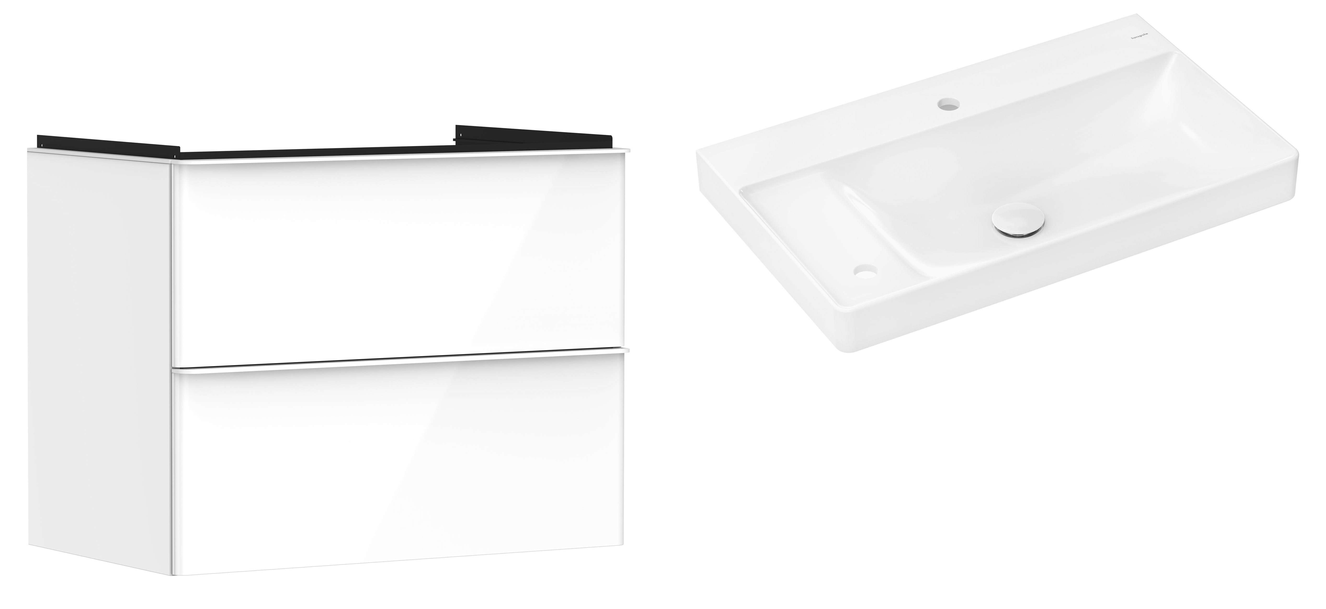 Set Kabinett Hansgrohe Xelu Q 54027700, Waschbecken Hansgrohe Xelu Q 61031450