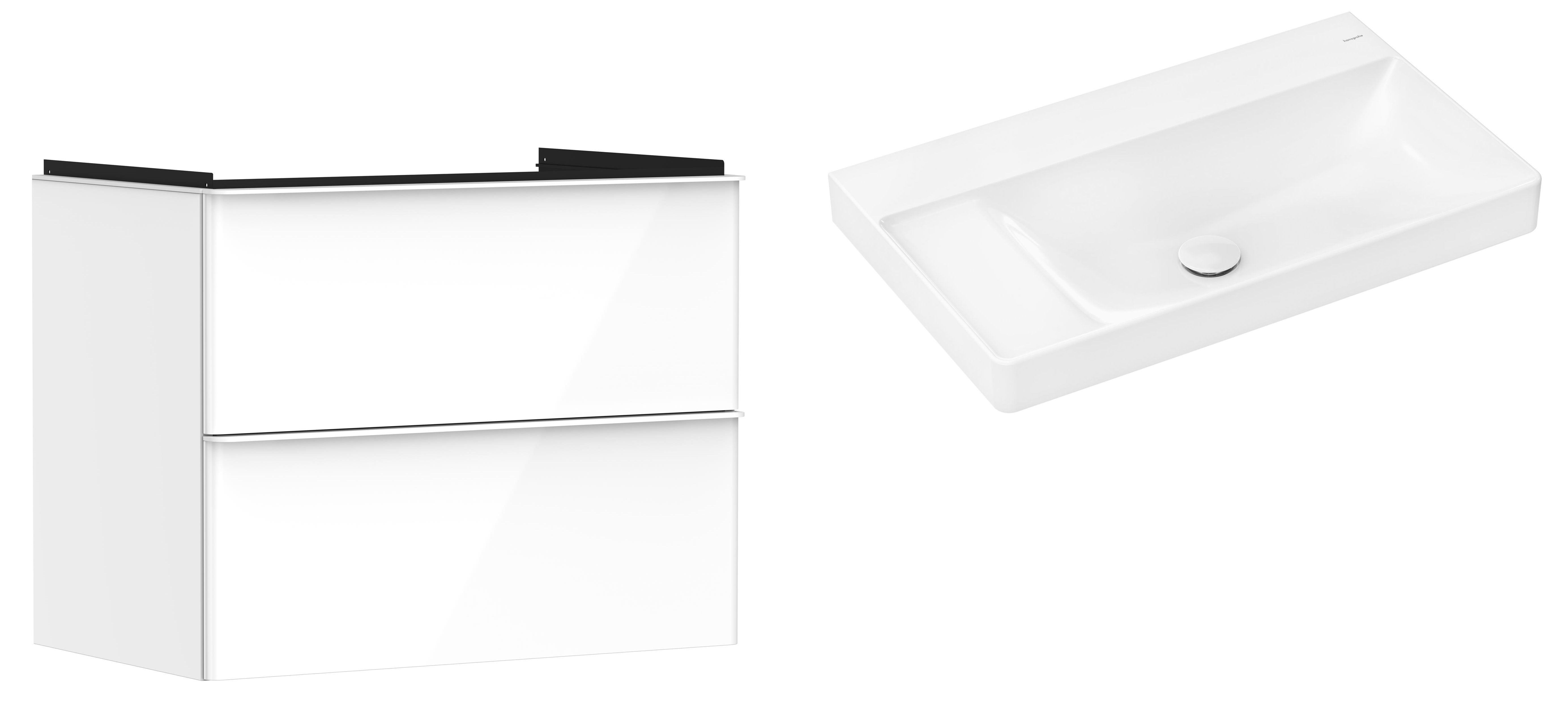 Set Kabinett Hansgrohe Xelu Q 54027700, Waschbecken Hansgrohe Xelu Q 61032450