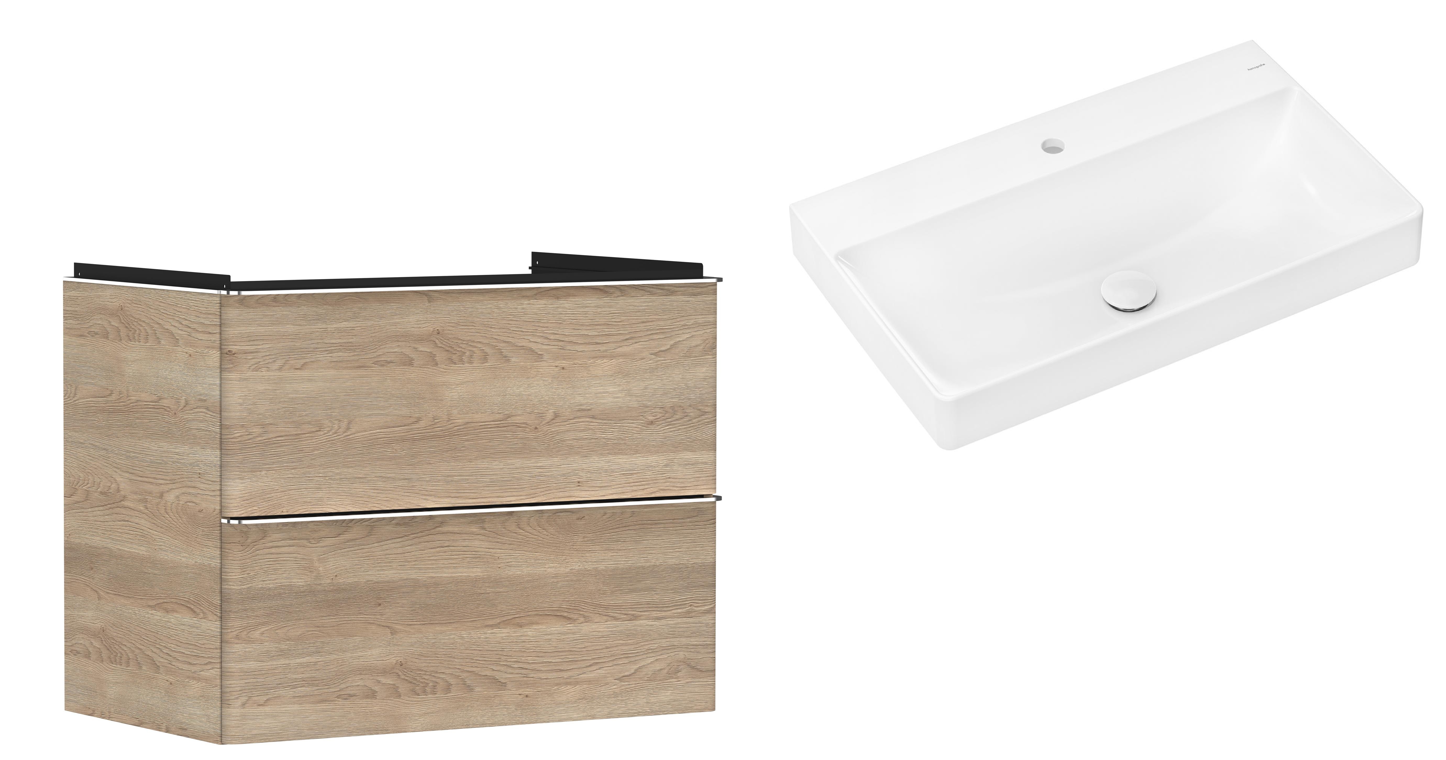 Set Kabinett Hansgrohe Xelu Q 54029000, Waschbecken Hansgrohe Xelu Q 61020450