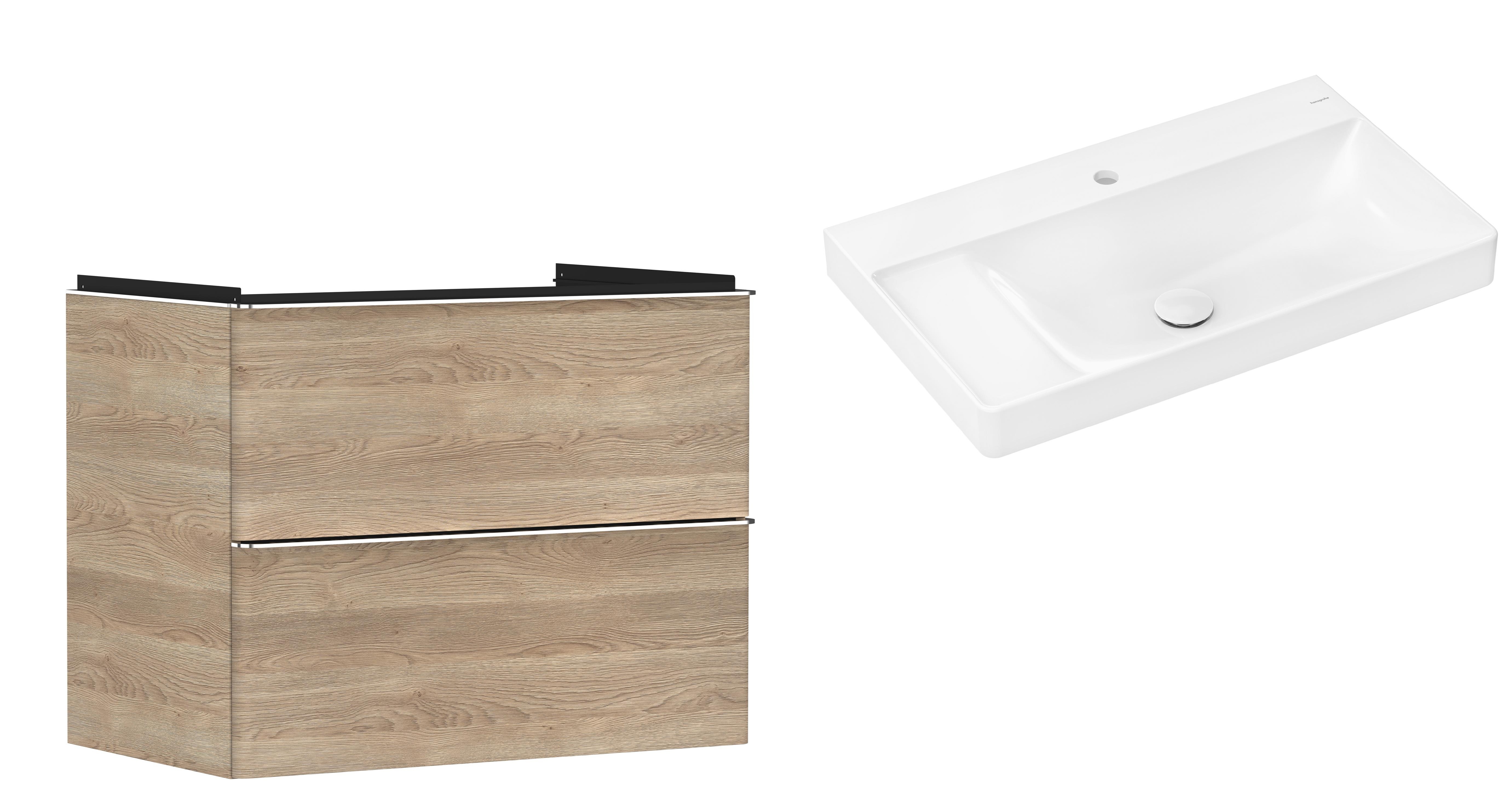 Set Kabinett Hansgrohe Xelu Q 54029000, Waschbecken Hansgrohe Xelu Q 61030450