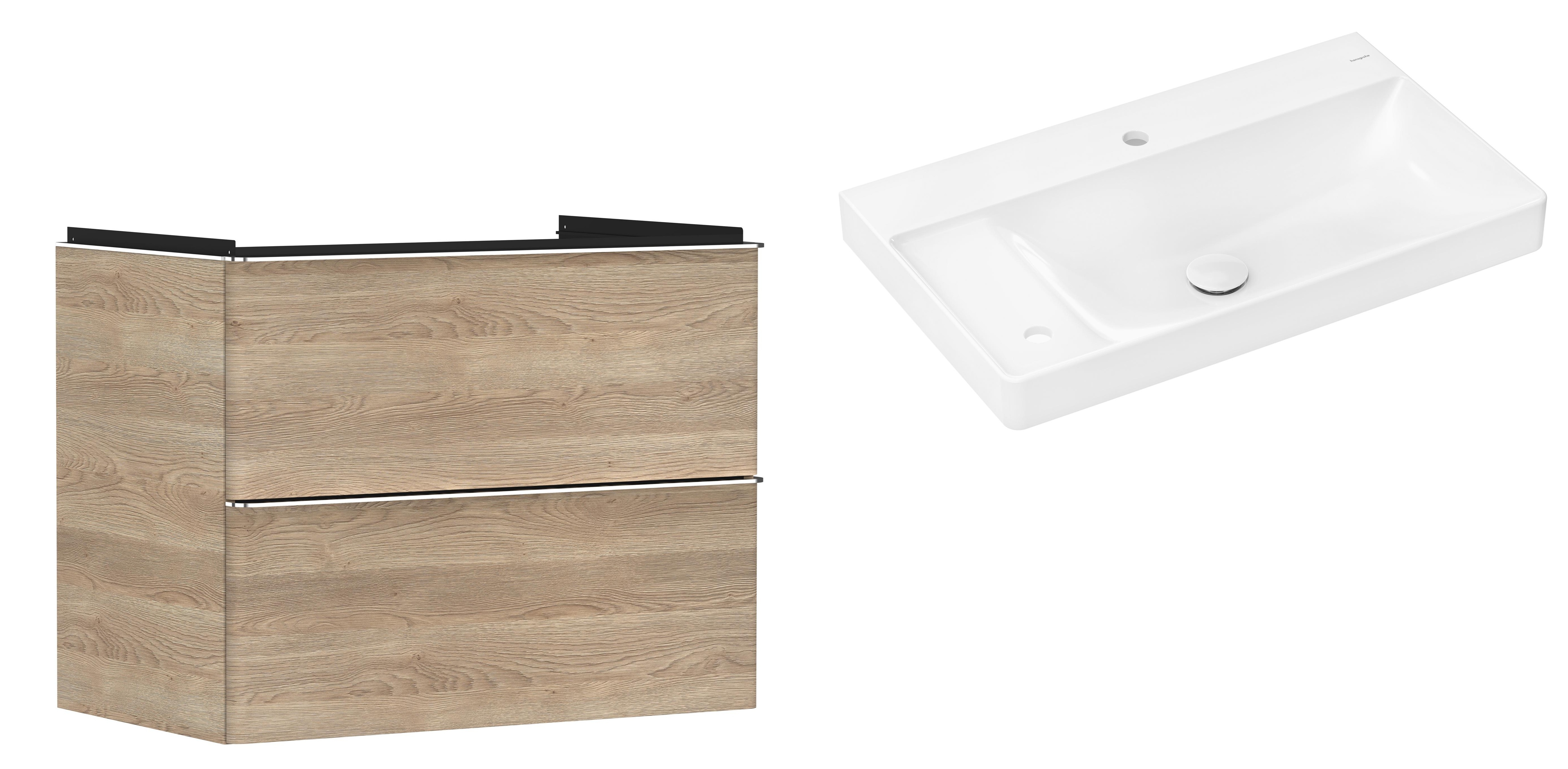 Set Kabinett Hansgrohe Xelu Q 54029000, Waschbecken Hansgrohe Xelu Q 61031450