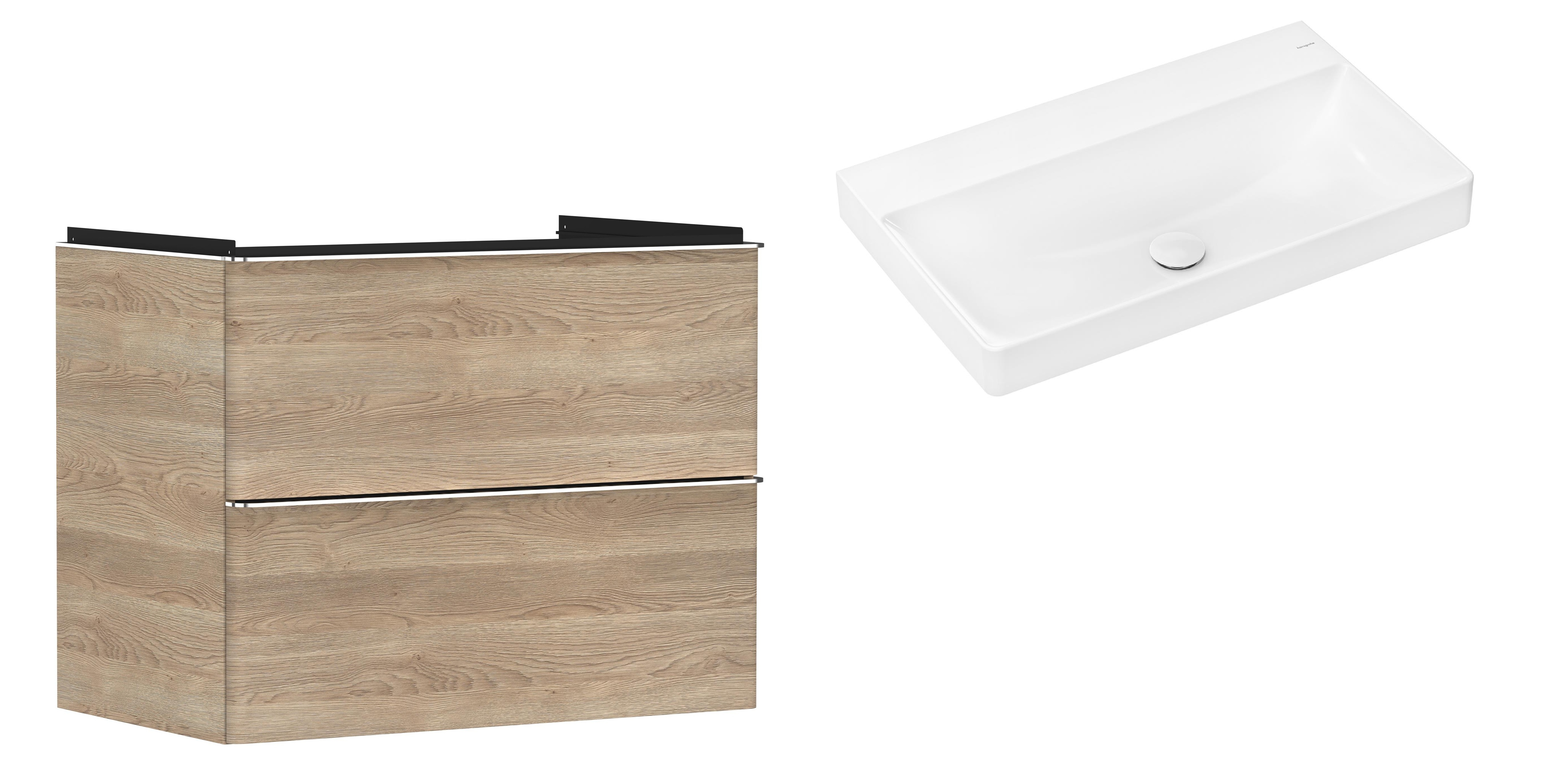 Set Kabinett Hansgrohe Xelu Q 54029000, Waschbecken Hansgrohe Xelu Q 61021450