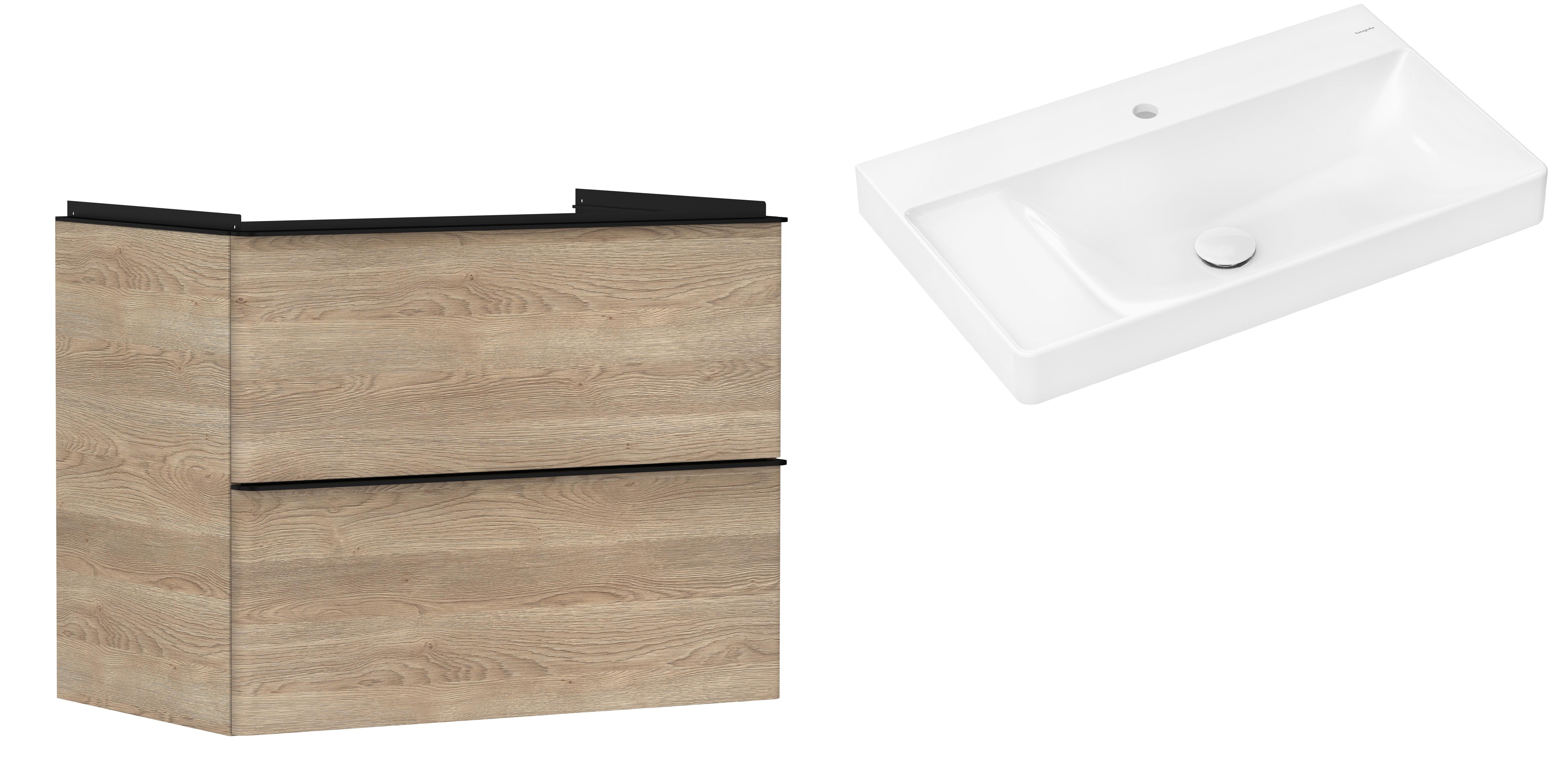 Set Kabinett Hansgrohe Xelu Q 54029670, Waschbecken Hansgrohe Xelu Q 61030450