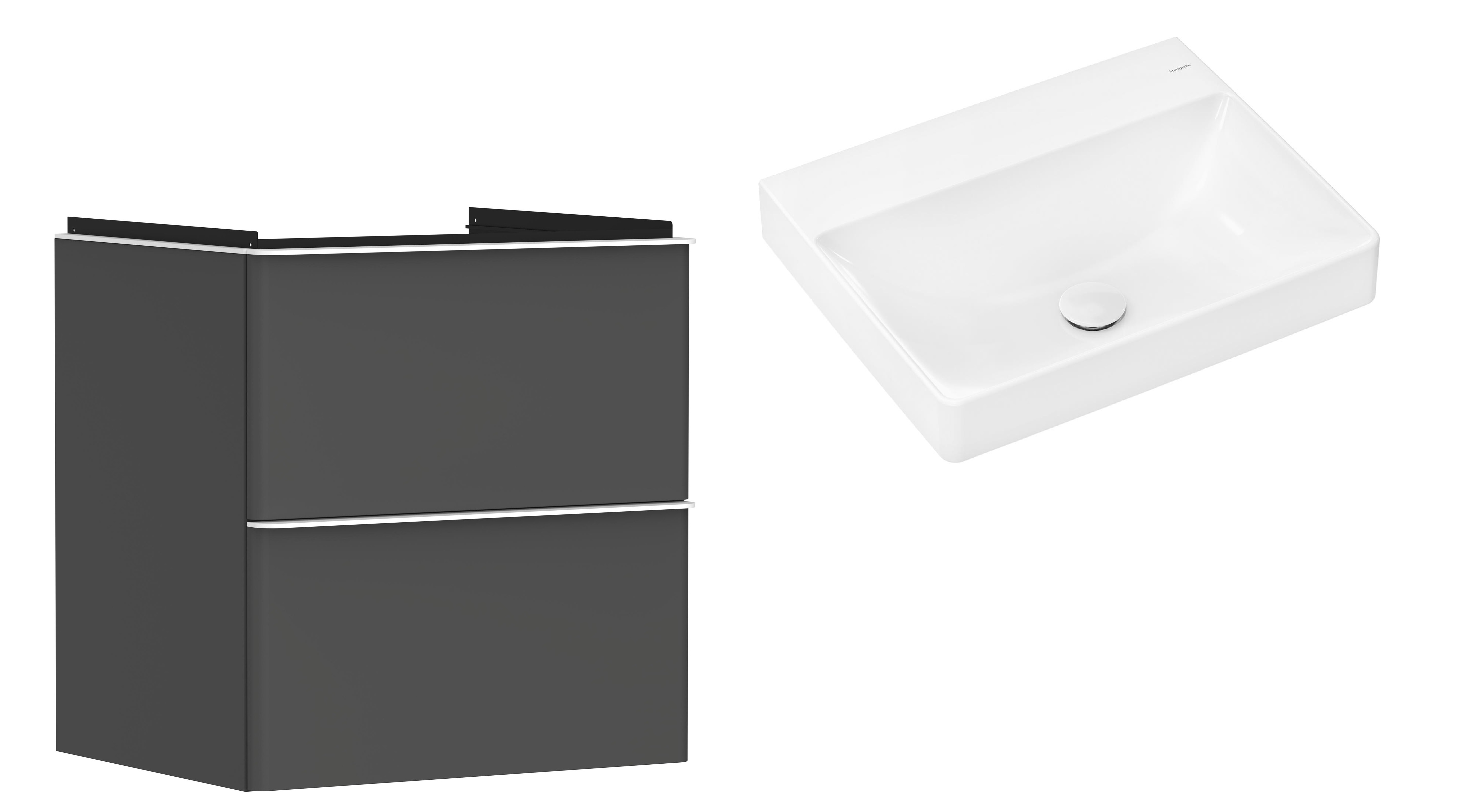 Set Kabinett Hansgrohe Xelu Q 54024700, Waschbecken Hansgrohe Xelu Q 61017450