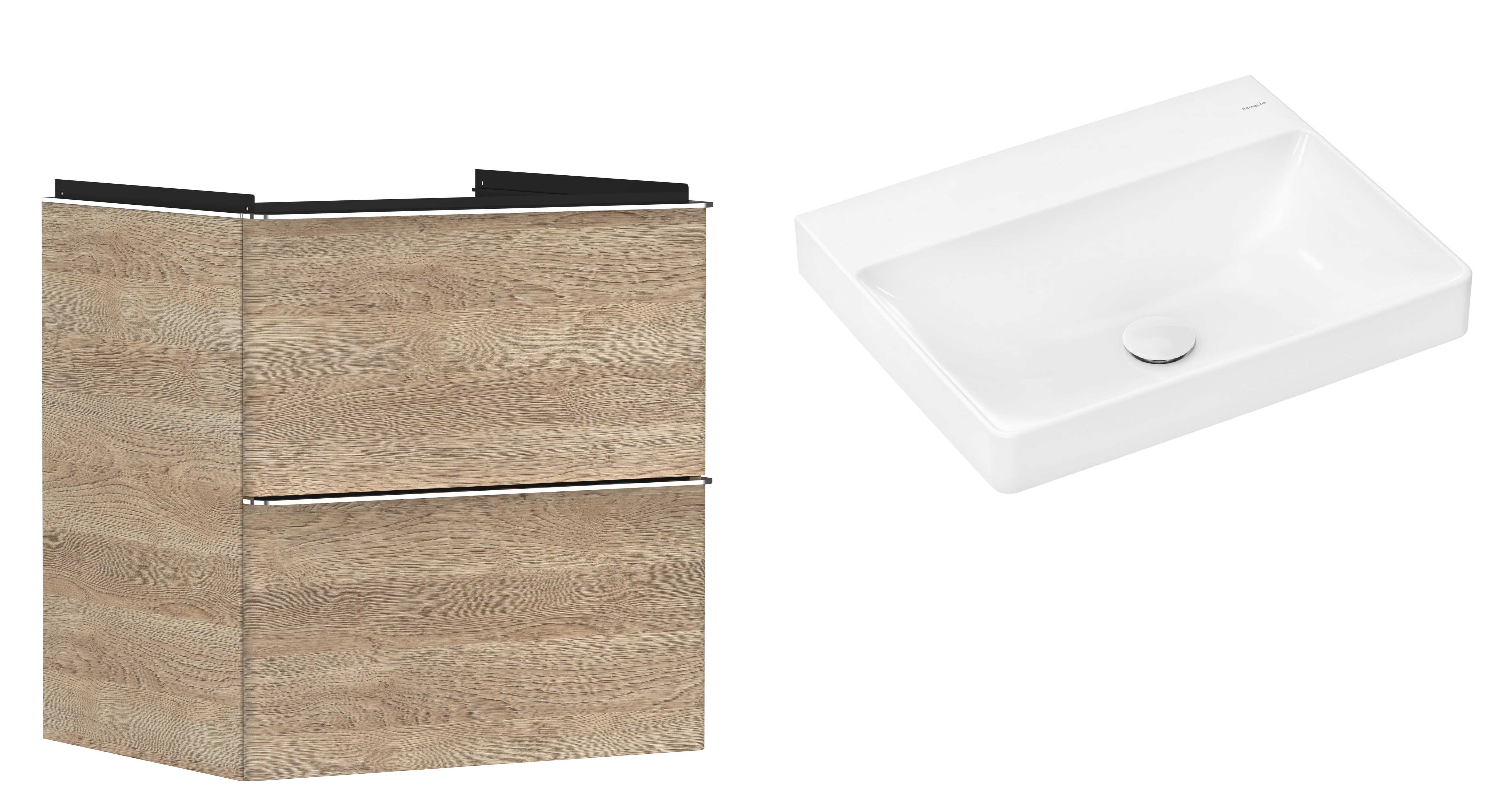 Set Kabinett Hansgrohe Xelu Q 54025000, Waschbecken Hansgrohe Xelu Q 61017450