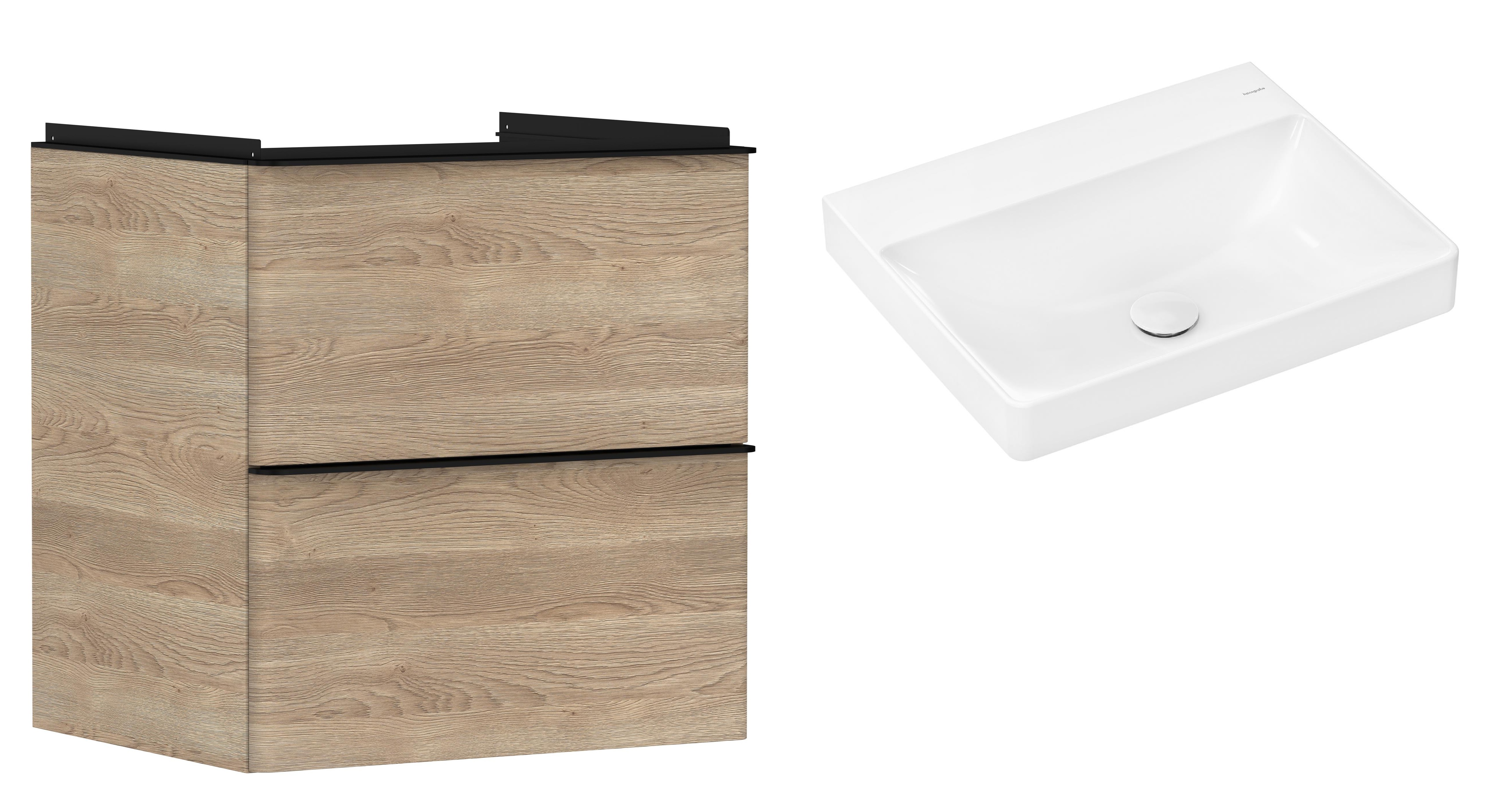 Set Kabinett Hansgrohe Xelu Q 54025670, Waschbecken Hansgrohe Xelu Q 61017450