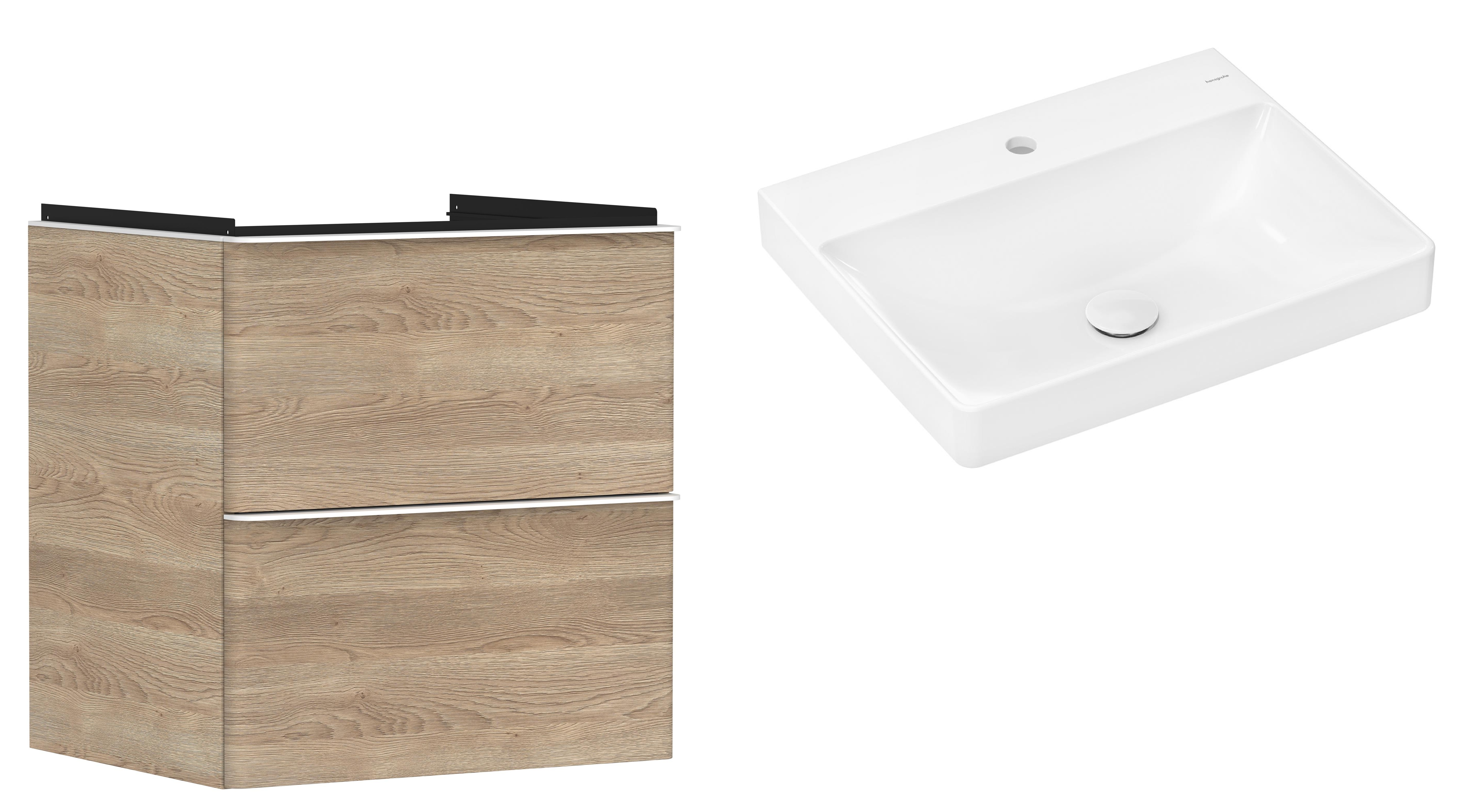 Set Kabinett Hansgrohe Xelu Q 54025700, Waschbecken Hansgrohe Xelu Q 61016450