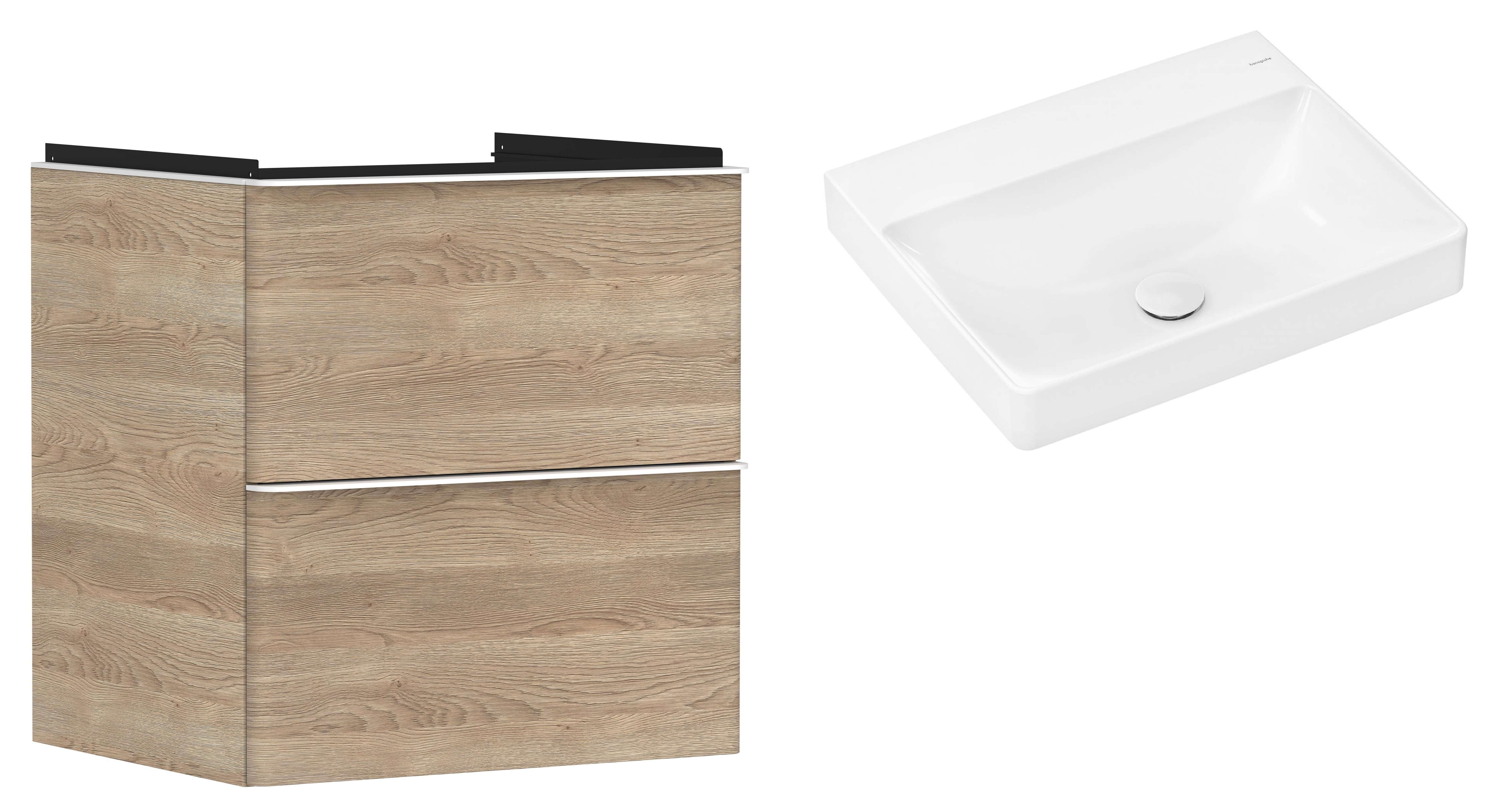 Set Kabinett Hansgrohe Xelu Q 54025700, Waschbecken Hansgrohe Xelu Q 61017450