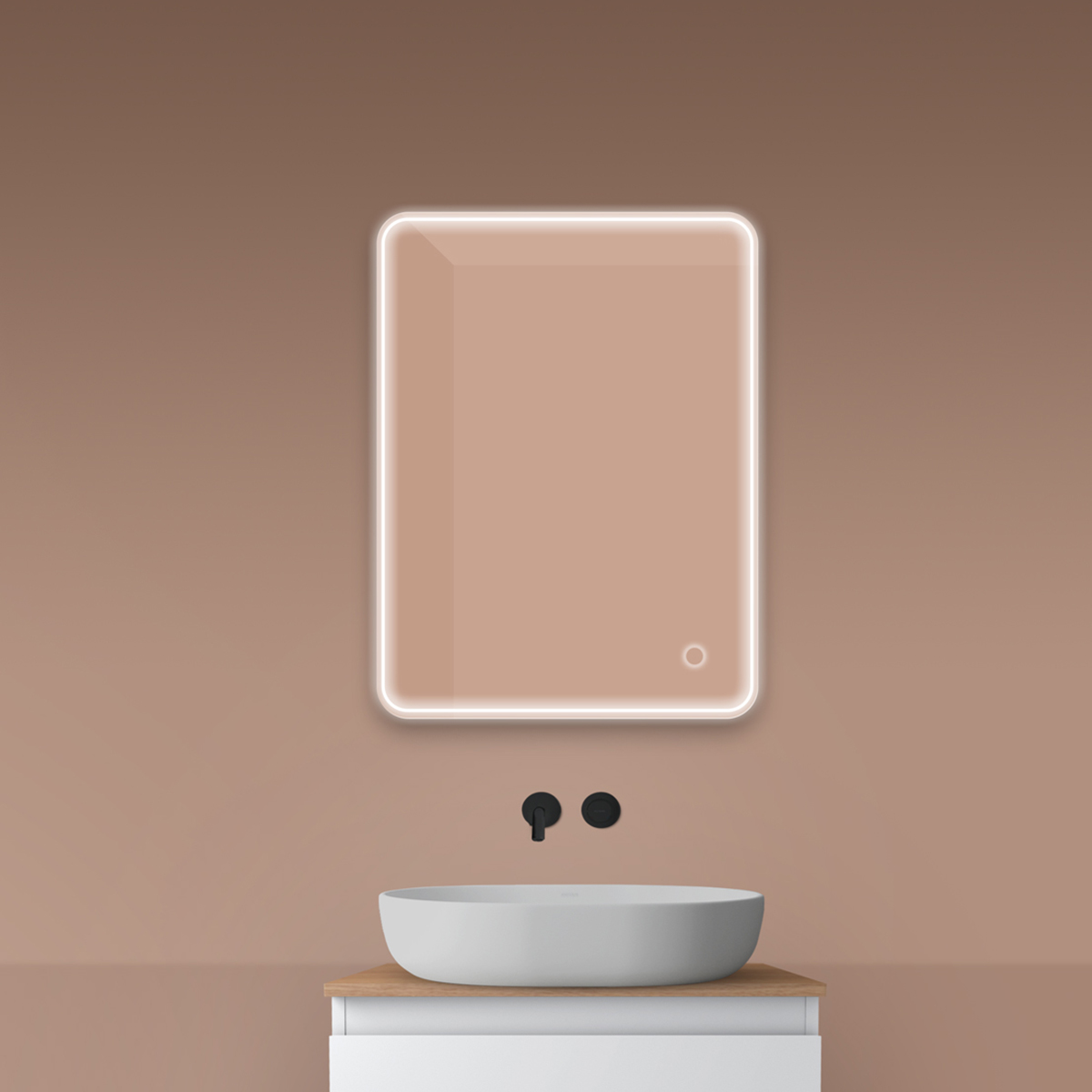 Oltens Nordlis Spiegel 60x80 cm rechteckig mit Beleuchtung mit Spiegelheizung 64116000