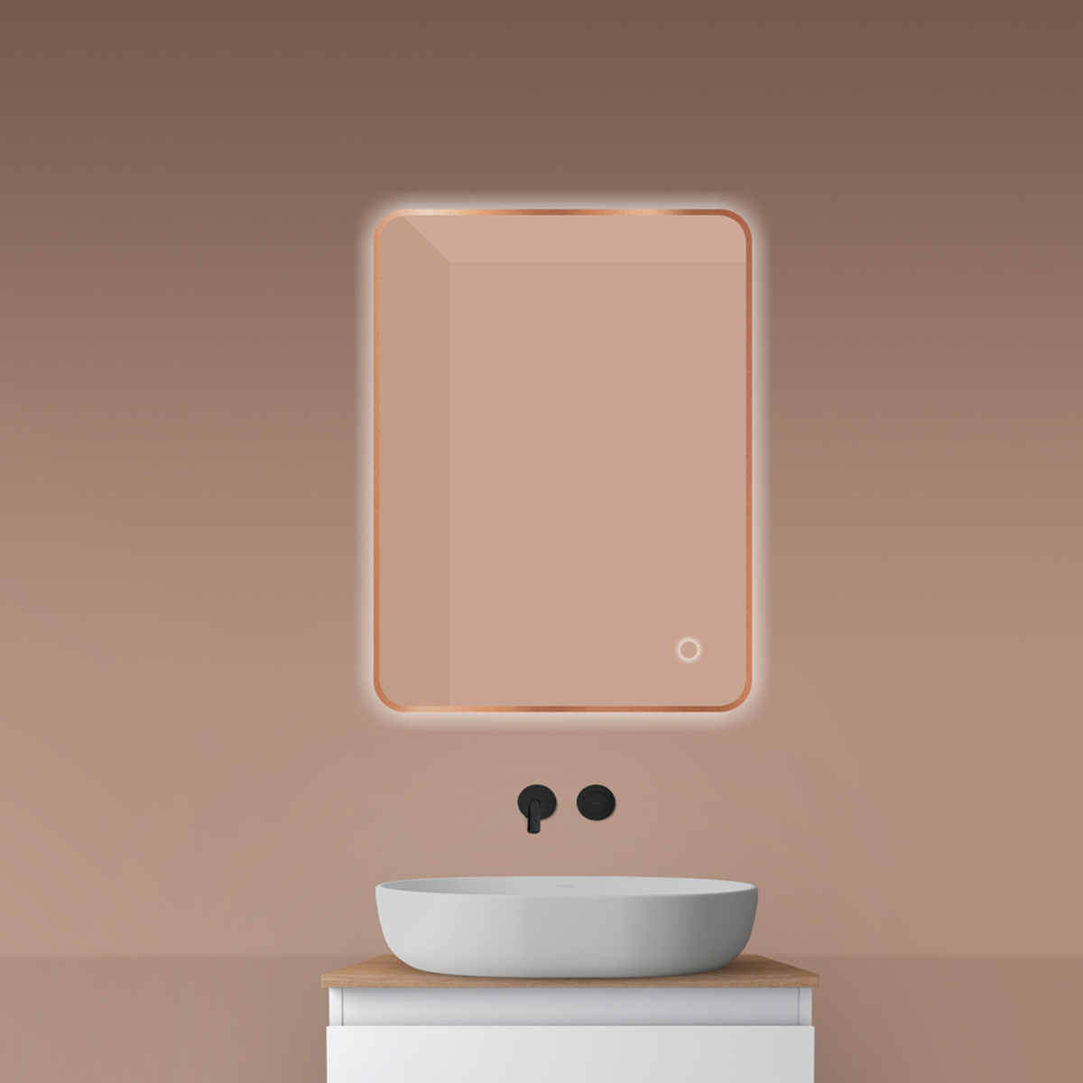 Oltens Nordlis Spiegel 60x80 cm rechteckig mit Beleuchtung mit Spiegelheizung 64119610