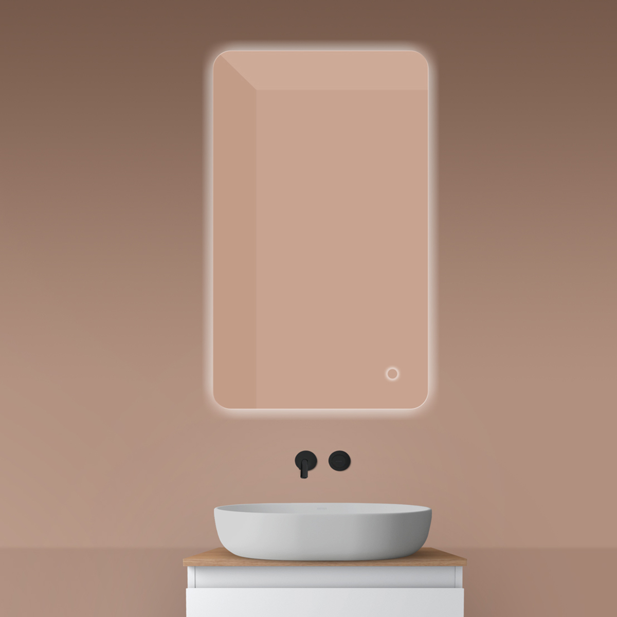 Oltens Nordlis Spiegel 60x100 cm rechteckig mit Beleuchtung mit Spiegelheizung 64120000