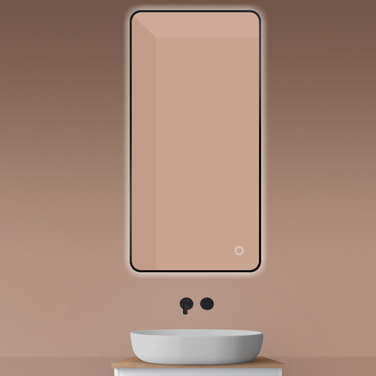 Oltens Nordlis Spiegel 60x120 cm rechteckig mit Beleuchtung mit Spiegelheizung schwarz 64121300