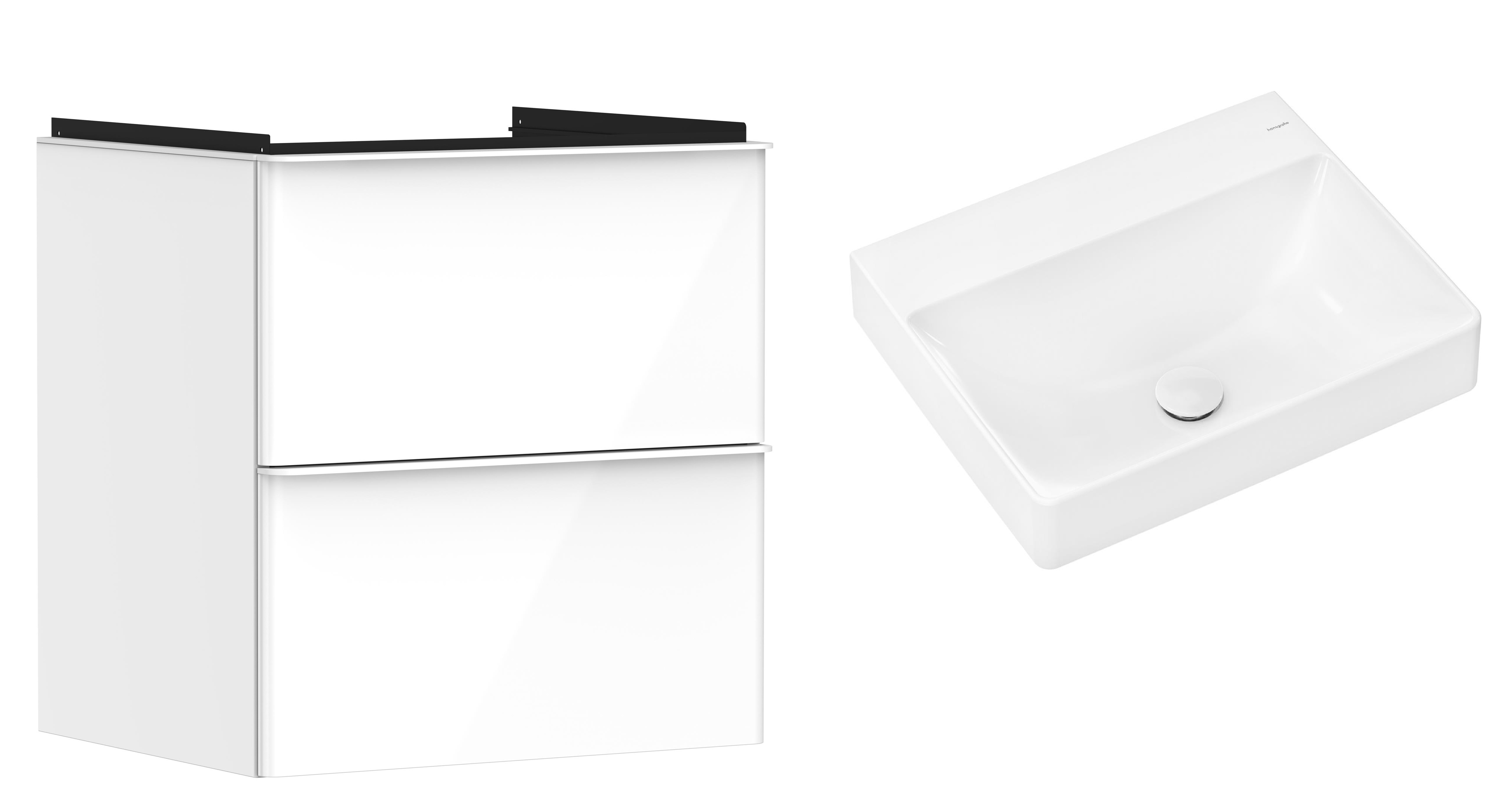 Set Kabinett Hansgrohe Xelu Q 54023700, Waschbecken Hansgrohe Xelu Q 61017450