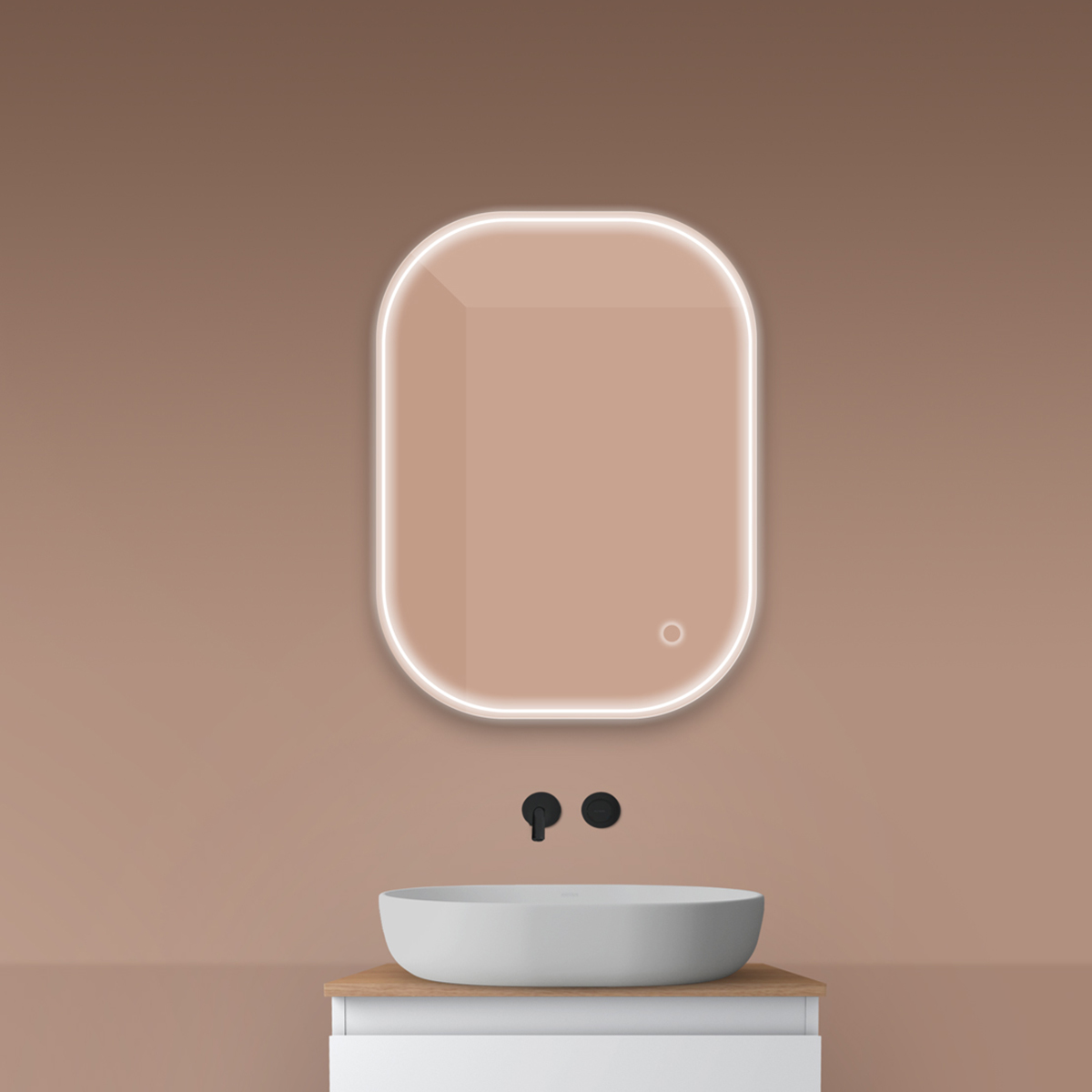 Oltens Nordlis Spiegel 60x80 cm rechteckig mit Beleuchtung mit Spiegelheizung 64123000