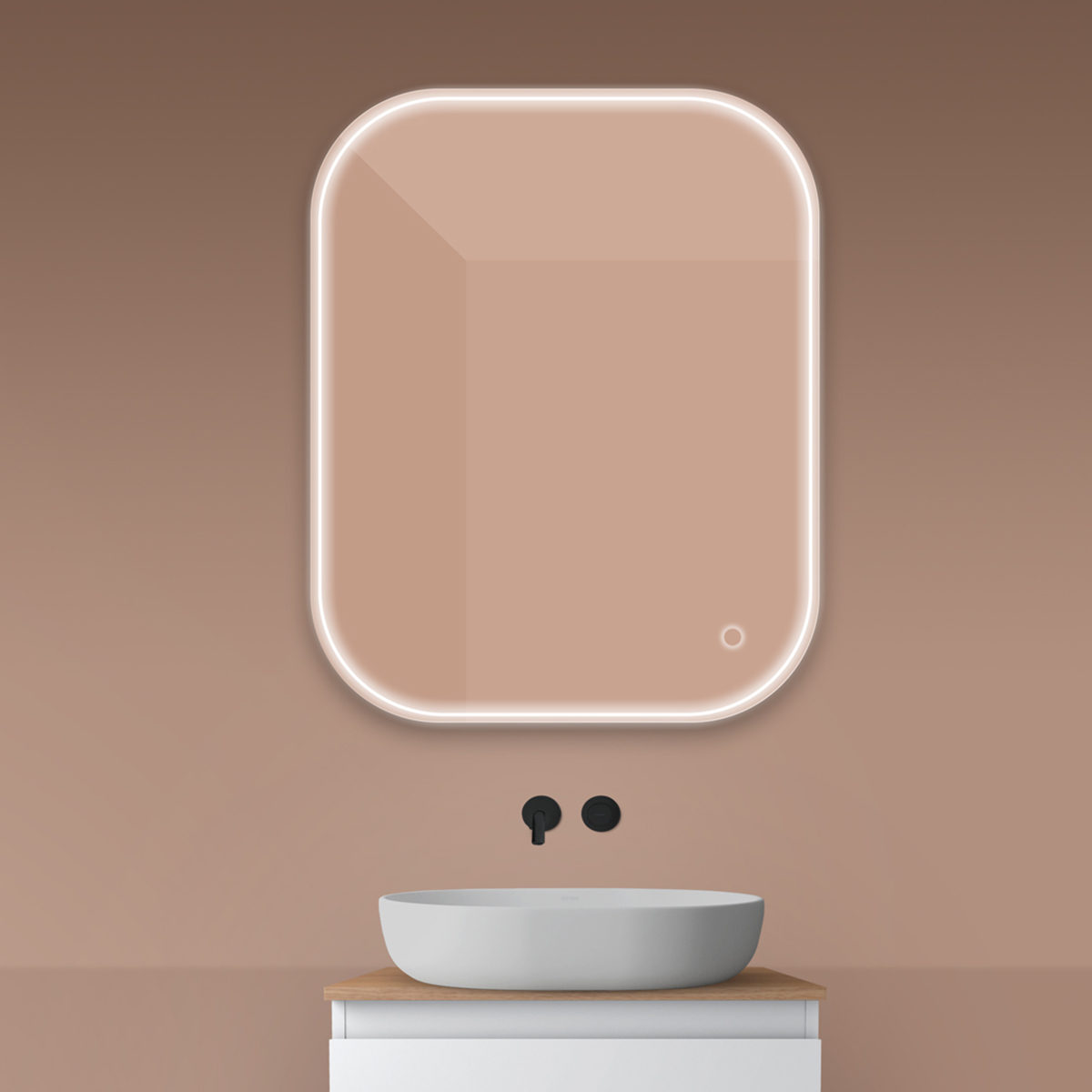 Oltens Nordlis Spiegel 80x100 cm rechteckig mit Beleuchtung mit Spiegelheizung 64124000