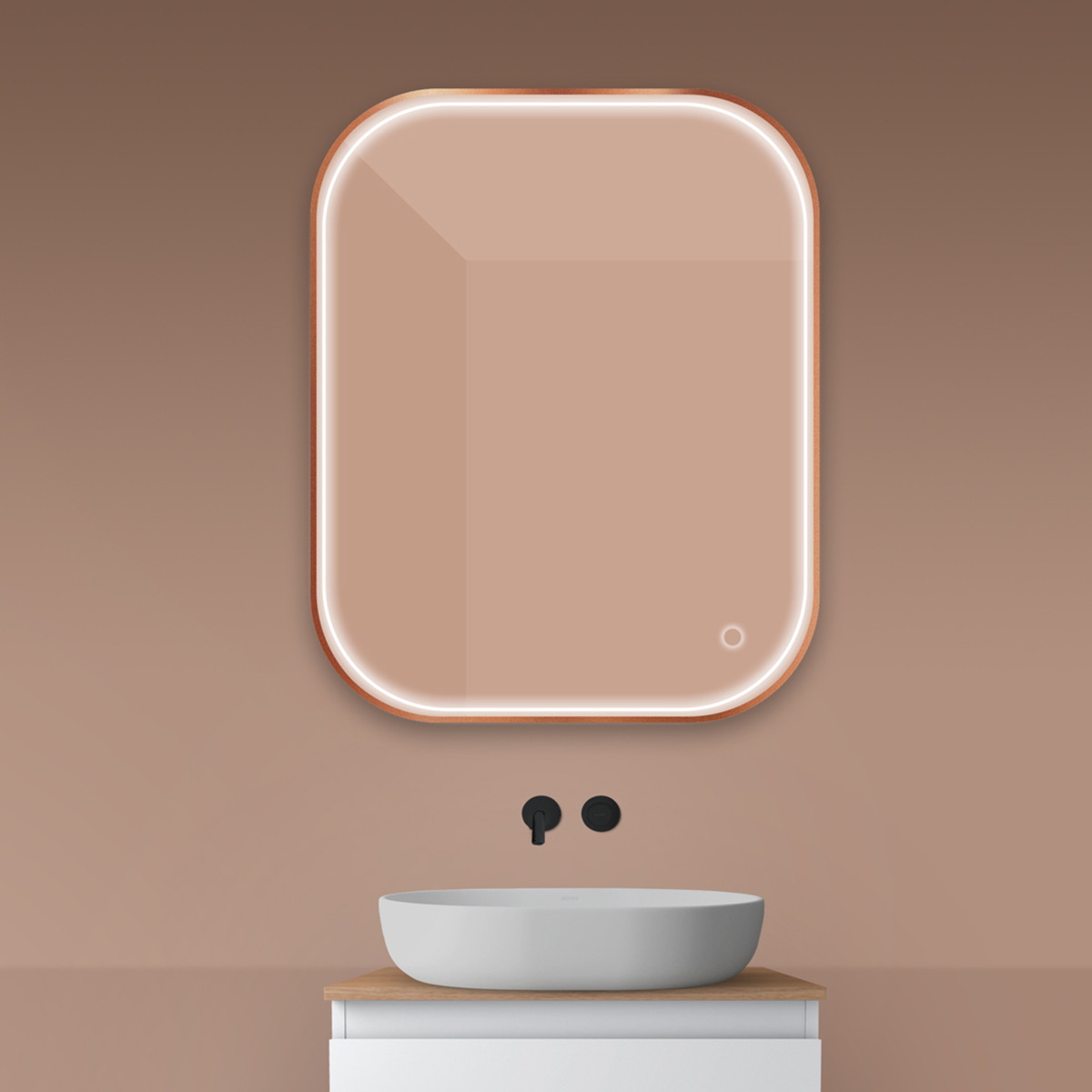 Oltens Nordlis Spiegel 80x100 cm rechteckig mit Beleuchtung mit Spiegelheizung 64124610