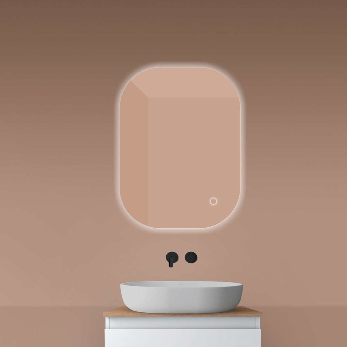 Oltens Nordlis Spiegel 60x80 cm rechteckig mit Beleuchtung mit Spiegelheizung 64126000