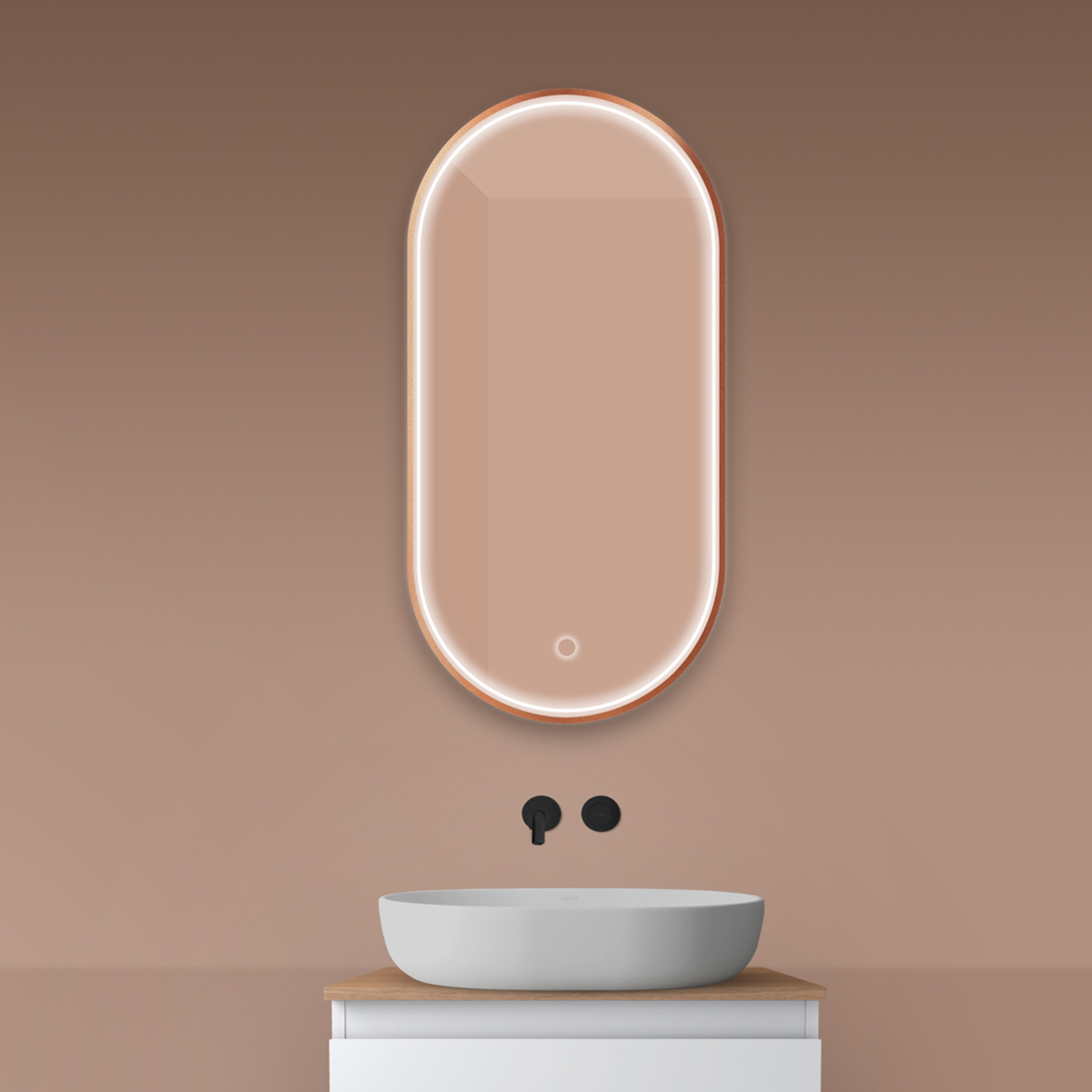 Oltens Nordlis Spiegel 50x100 cm oval mit Beleuchtung mit Spiegelheizung 64128610