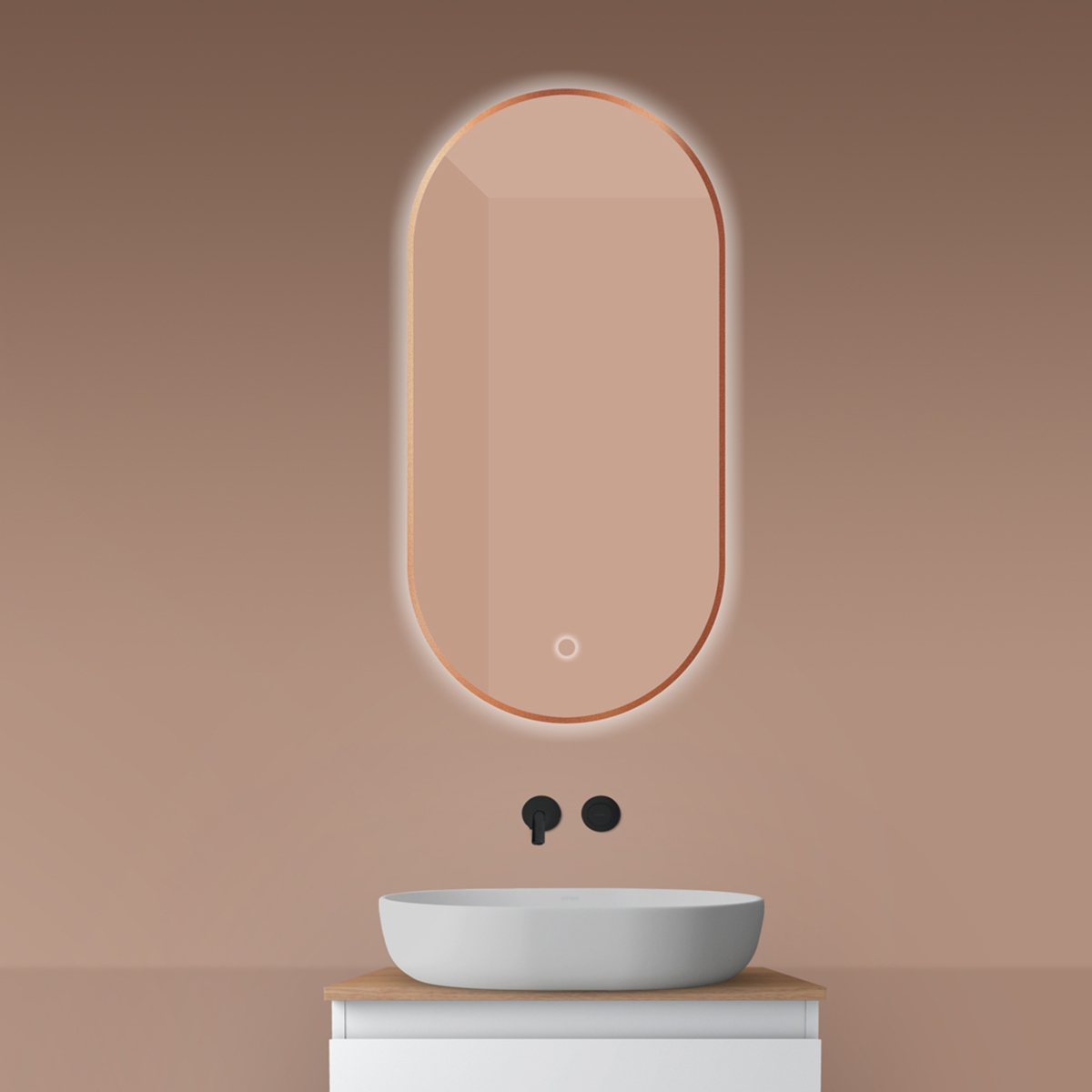 Oltens Nordlis Spiegel 50x100 cm oval mit Beleuchtung mit Spiegelheizung 64129610