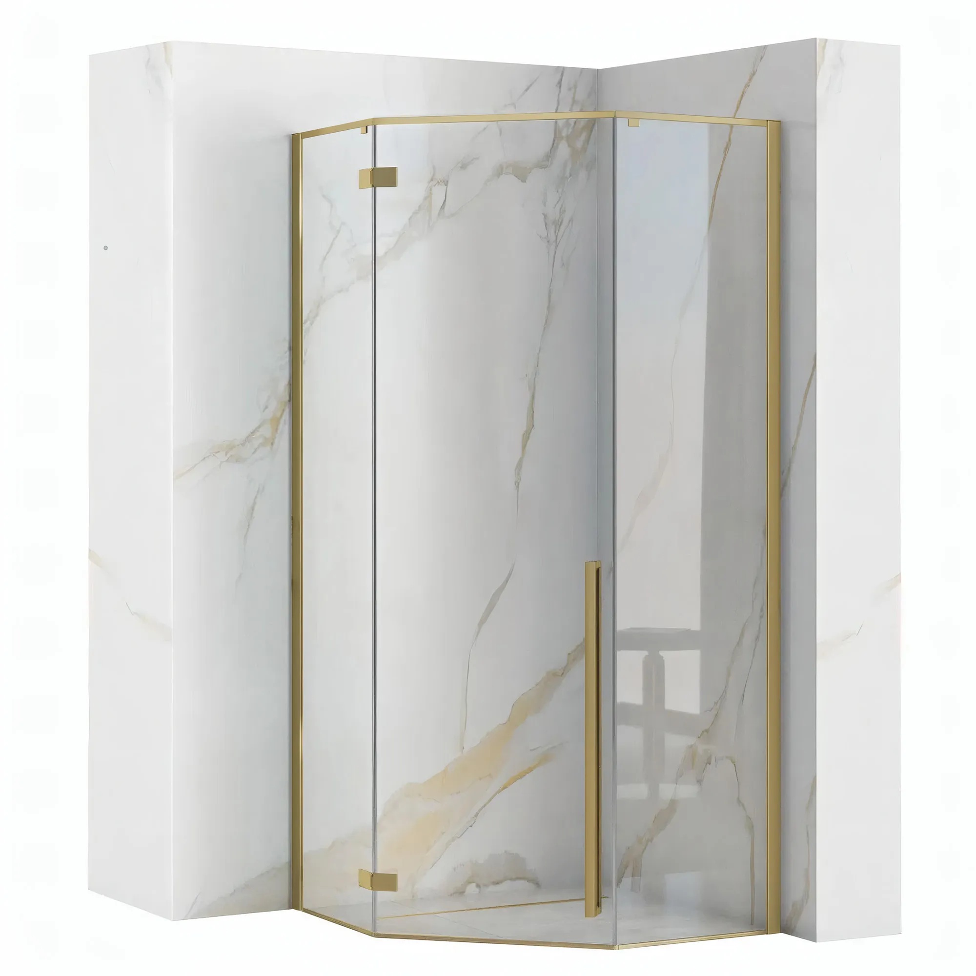 Rea Diamond Dusche 90.5x90.5 cm gold gebürstet/durchsichtiges Glas REA-K6506