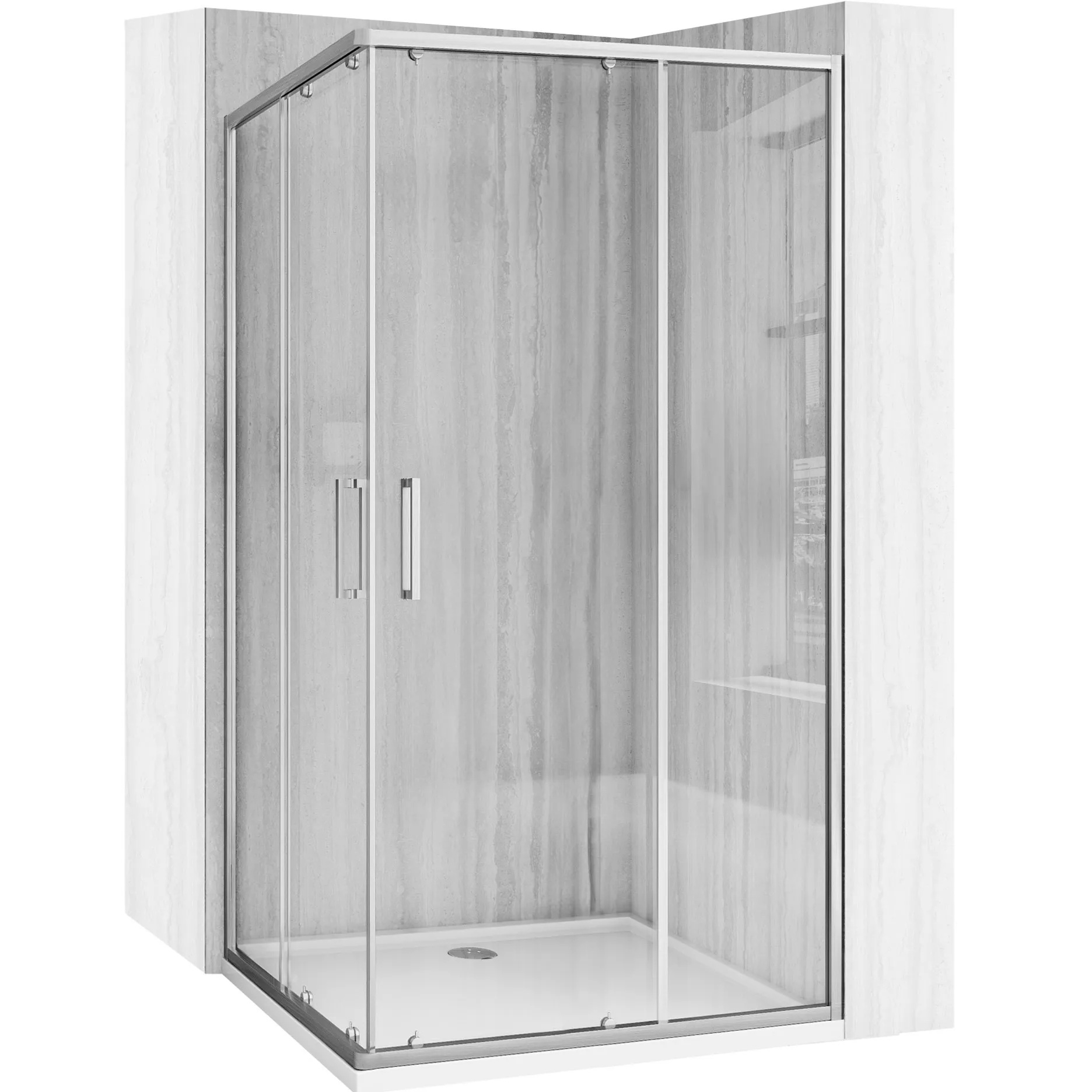 Rea City Dusche 77.5x97.5 cm rechteckig silber gebürstet/durchsichtiges Glas REAK6497
