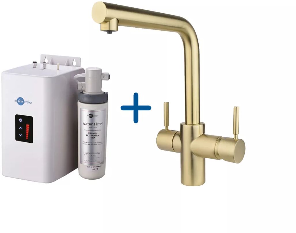 InSinkErator Küchenarmatur mit Durchlauferhitzer Stehend gold/altgold 44837ASCZ