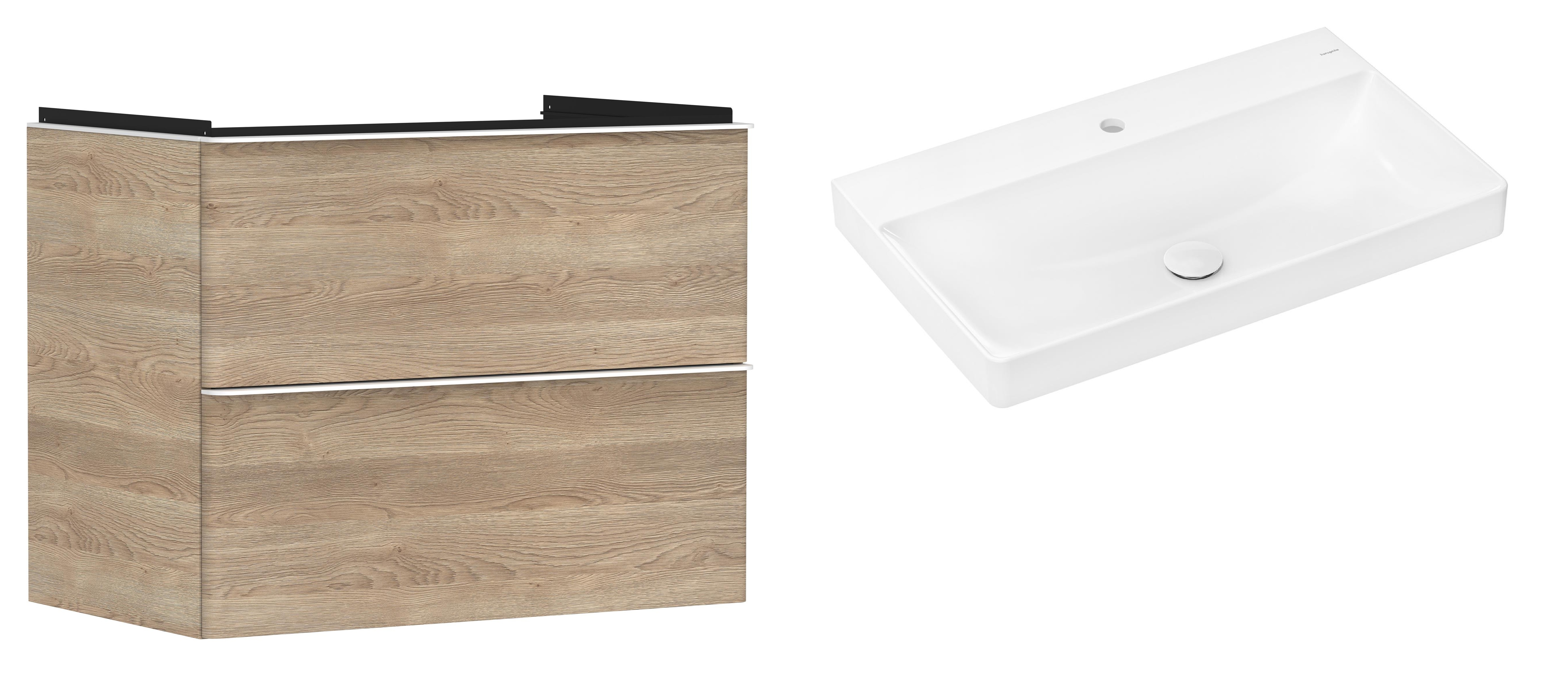 Set Kabinett Hansgrohe Xelu Q 54029700, Waschbecken Hansgrohe Xelu Q 61020450