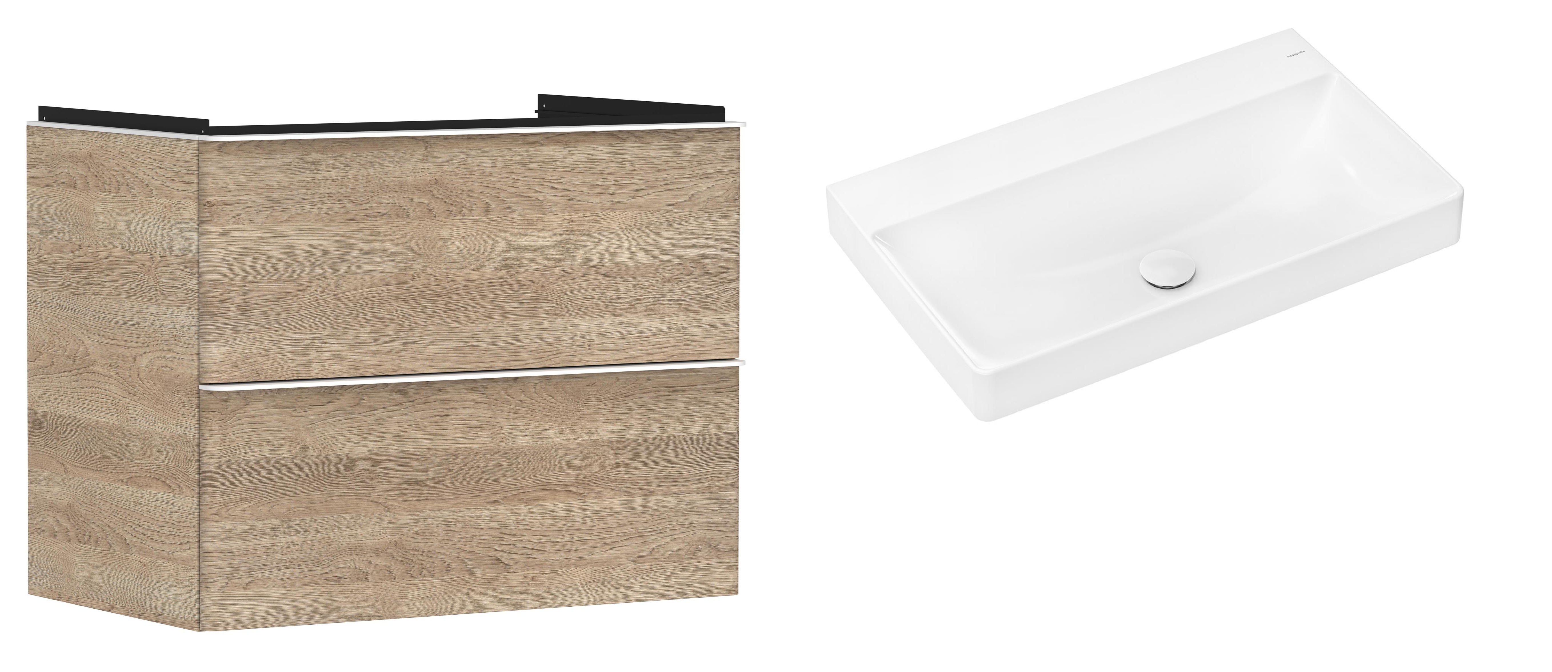 Set Kabinett Hansgrohe Xelu Q 54029700, Waschbecken Hansgrohe Xelu Q 61021450