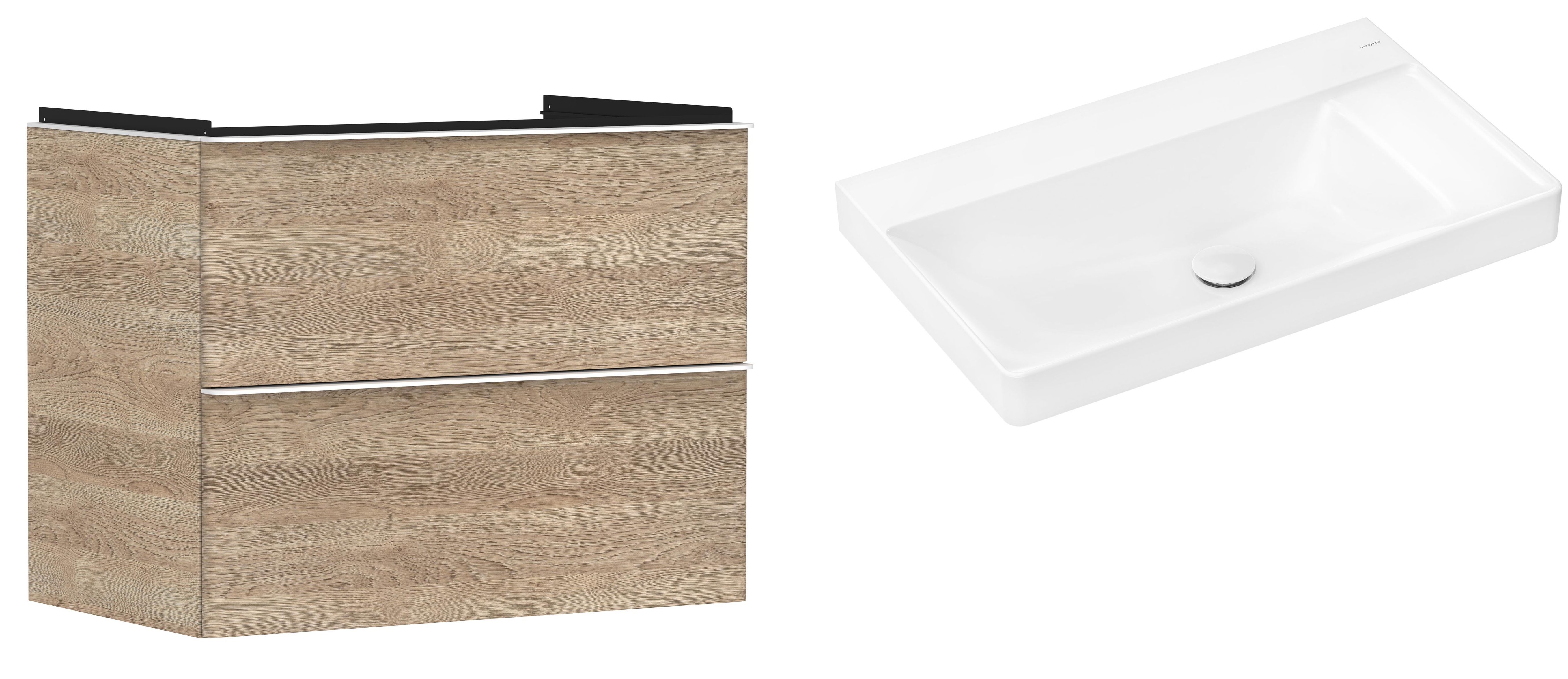 Set Kabinett Hansgrohe Xelu Q 54029700, Waschbecken Hansgrohe Xelu Q 61026450