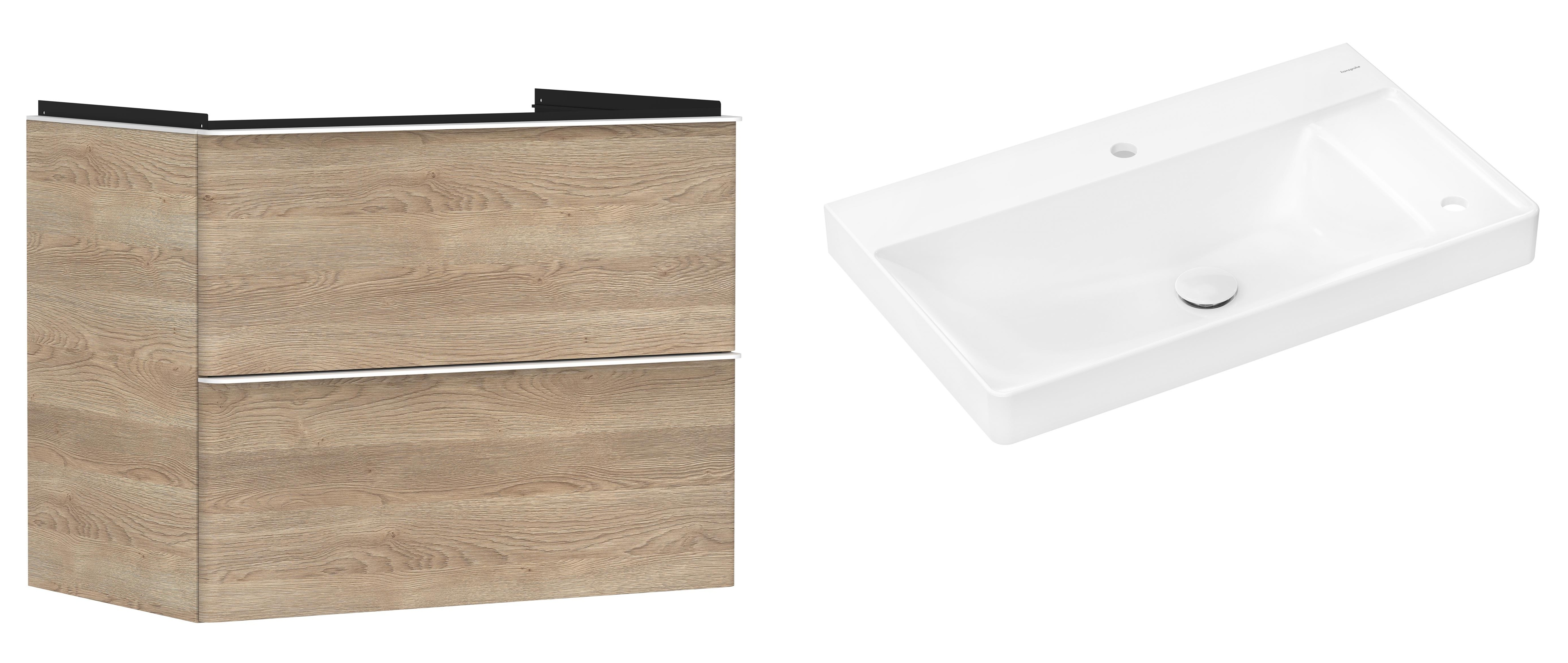 Set Kabinett Hansgrohe Xelu Q 54029700, Waschbecken Hansgrohe Xelu Q 61025450