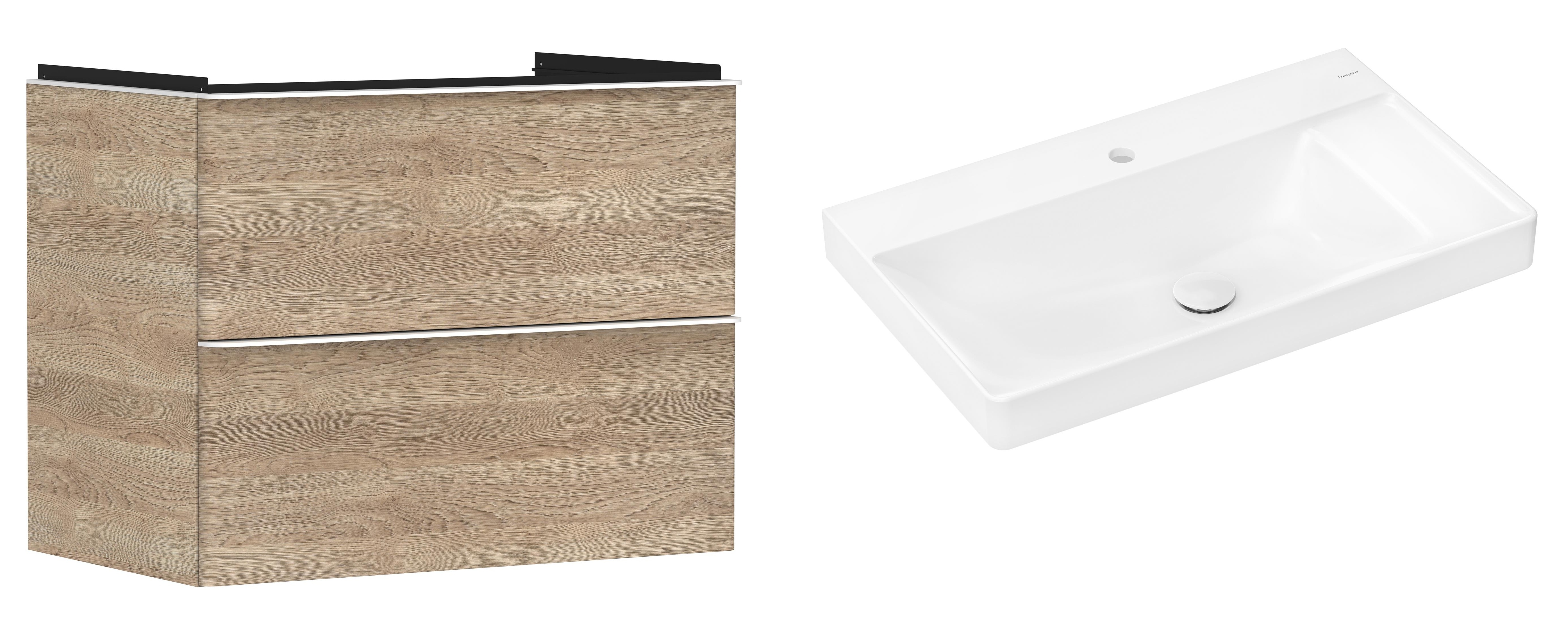 Set Kabinett Hansgrohe Xelu Q 54029700, Waschbecken Hansgrohe Xelu Q 61024450