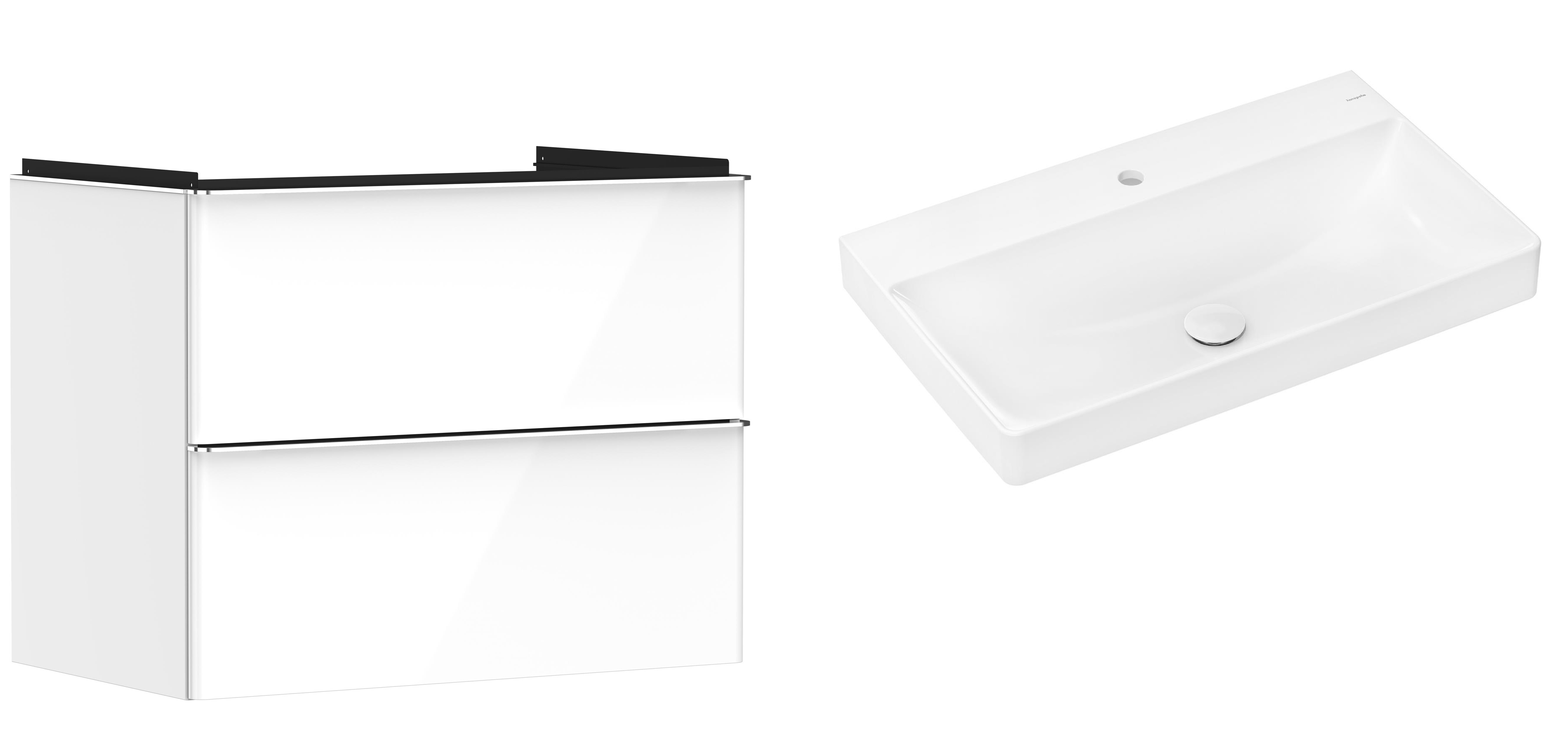 Set Kabinett Hansgrohe Xelu Q 54027000, Waschbecken Hansgrohe Xelu Q 61020450