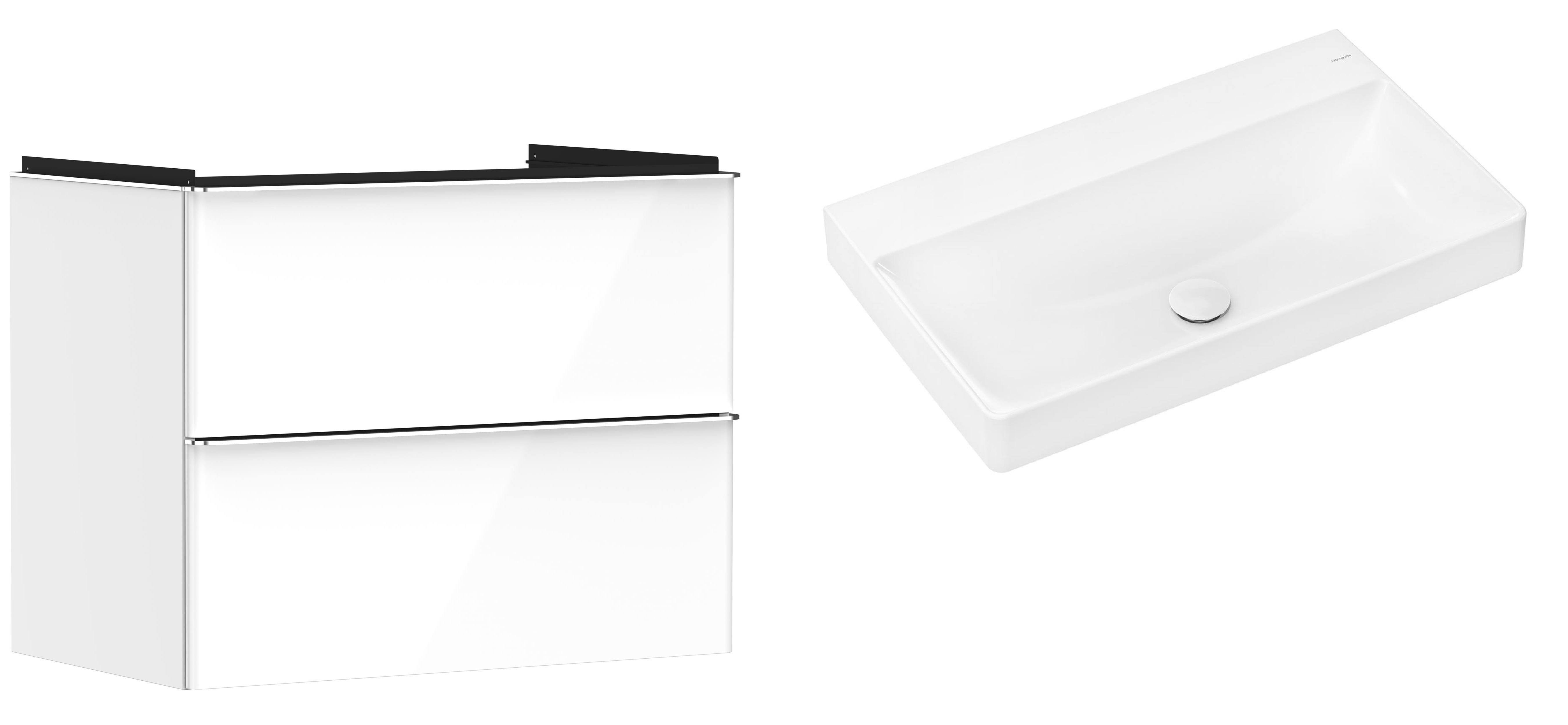 Set Kabinett Hansgrohe Xelu Q 54027000, Waschbecken Hansgrohe Xelu Q 61021450