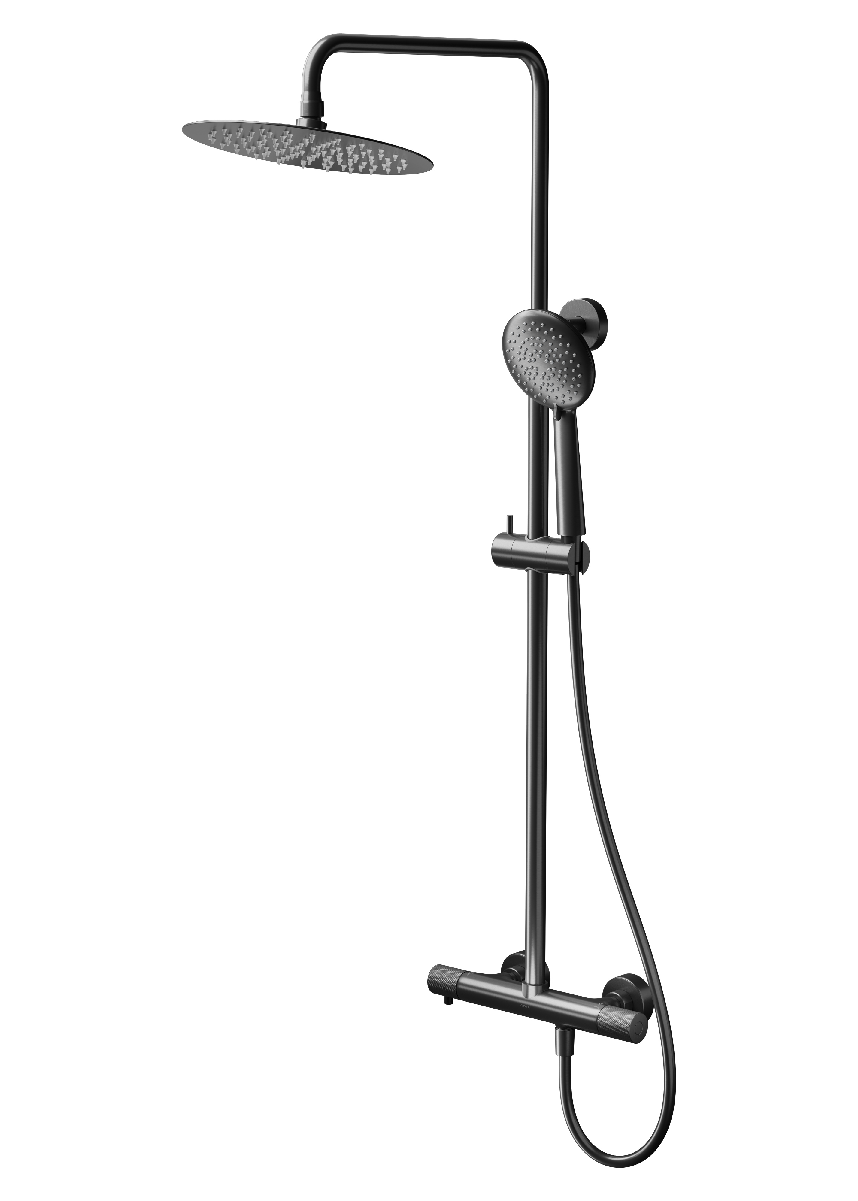 Cersanit Zen Duschset Wandmontage mit Thermostat mit Regenbrause schwarz-graphit S951-784