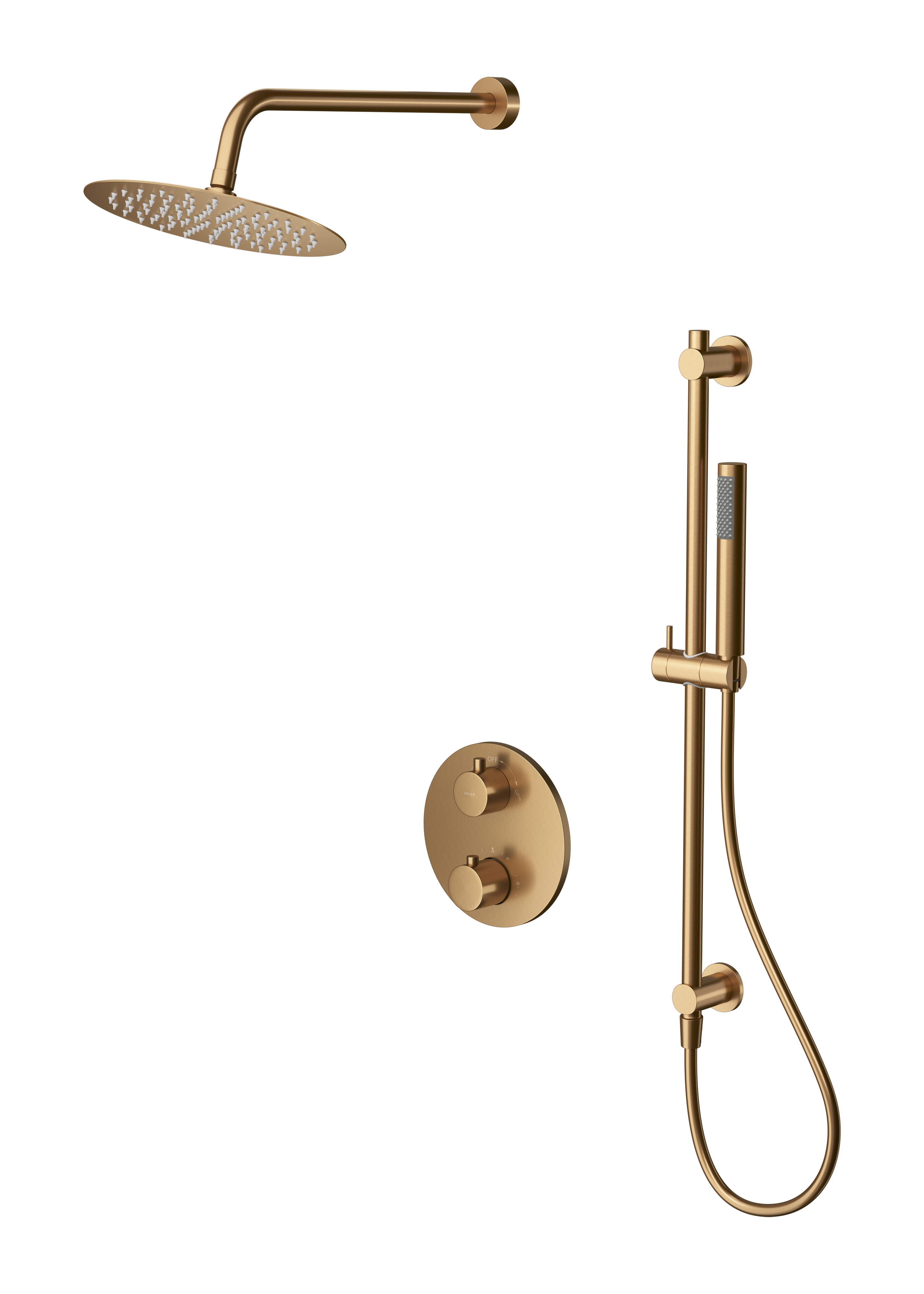 Cersanit Zen Duschset Unterputz mit Thermostat mit Regenbrause kupfer S952-050