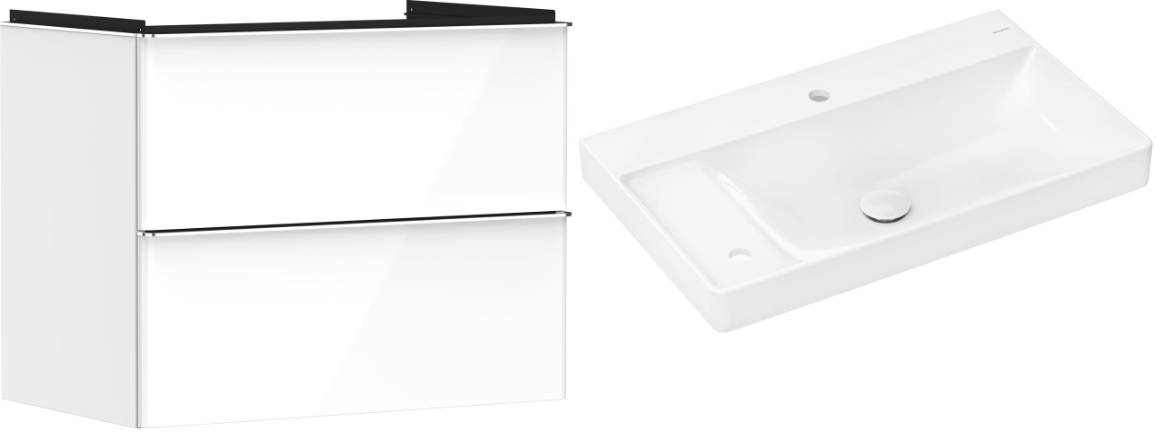 Set Kabinett Hansgrohe Xelu Q 54027000, Waschbecken Hansgrohe Xelu Q 61031450