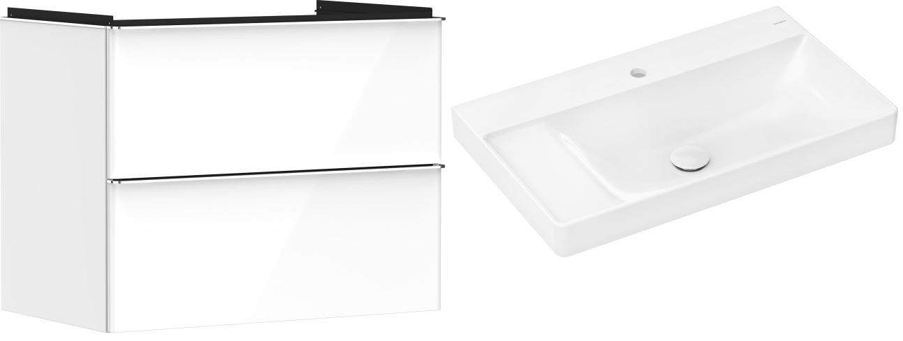 Set Kabinett Hansgrohe Xelu Q 54027000, Waschbecken Hansgrohe Xelu Q 61030450