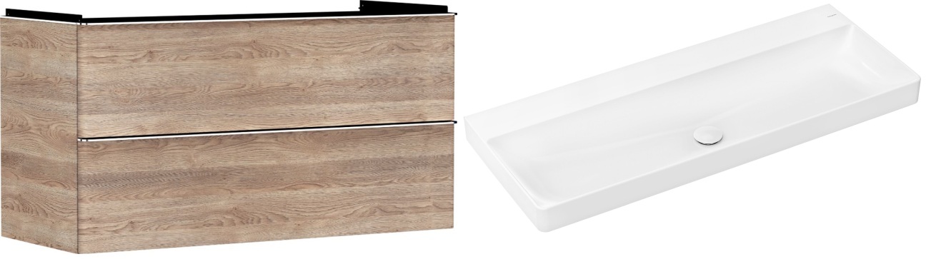 Set Kabinett Hansgrohe Xelu Q 54037000, Waschbecken Hansgrohe Xelu Q 61043450