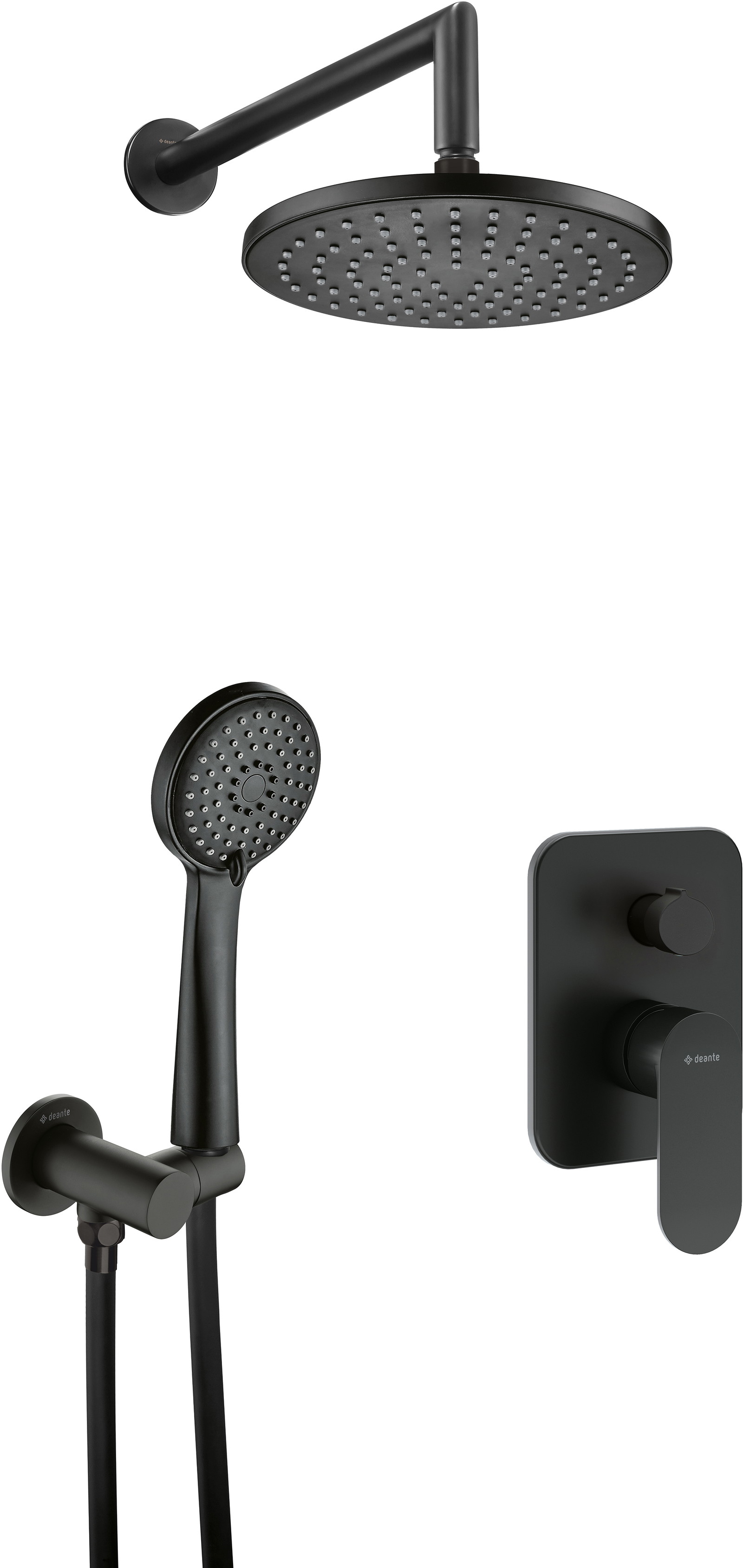 Deante Alpinia Duschset Unterputz mit Regenbrause schwarz NAC_N9ER