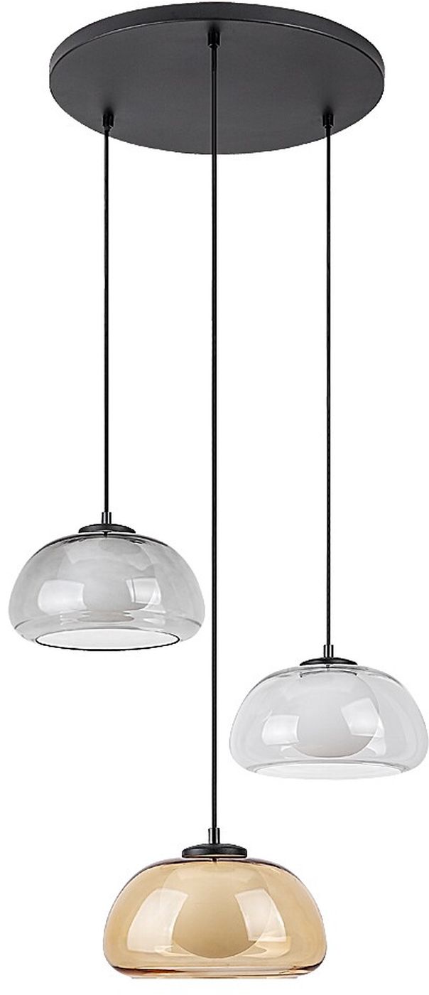 Rabalux Elowen Pendelleuchte 3x5 W weiß-schwarz-transparent-verraucht-bernstein 72276