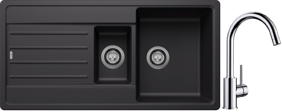 Set Granitspüle Blanco Legra 6 S 526086, Küchenarmatur Blanco Mida 517742