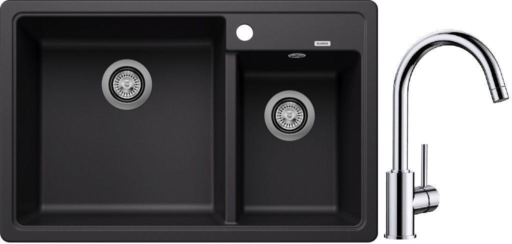 Set Granitspüle Blanco Legra 8 526223, Küchenarmatur Blanco Mida 517742