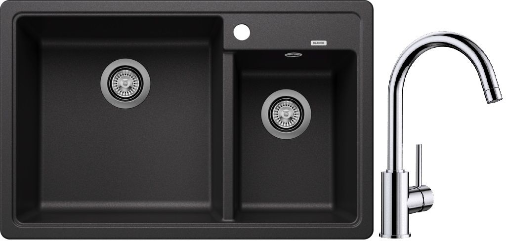 Set Granitspüle Blanco Legra 8 526224, Küchenarmatur Blanco Mida 517742