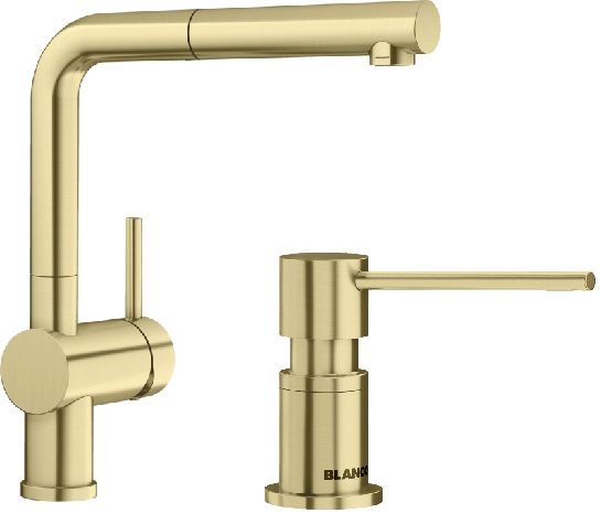 Set Küchenarmatur Blanco Linus-S 526684, Flüssigkeitsspender Blanco Lato 526699