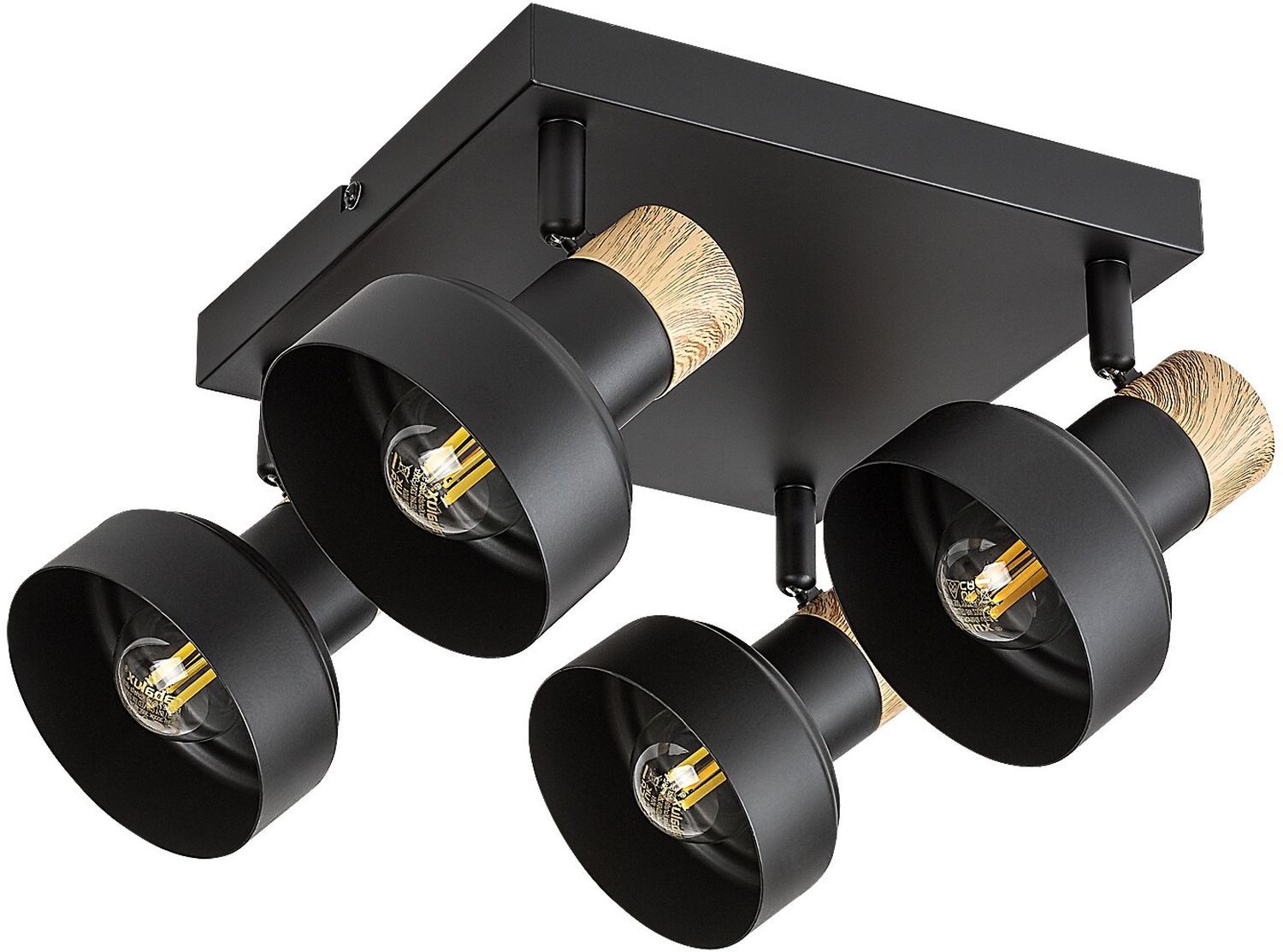 Rabalux Saskia Deckenlampe 4x15 W schwarz-holz 73058