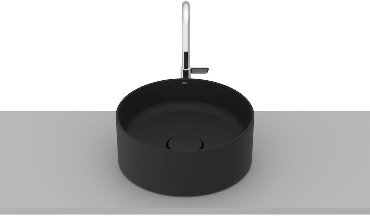 Roca Terra Waschbecken 30x30 cm rund Aufsatzwaschbecken schwarz A32787U080