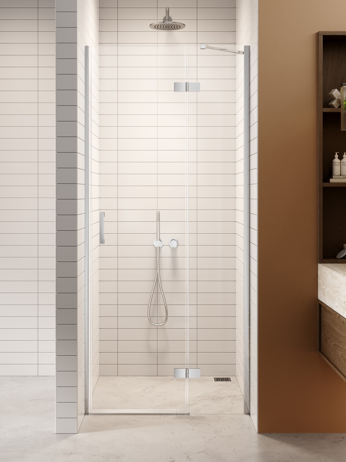 New Trendy Nesta Duschtüren 120 cm aufklappbar chrom Glanz/durchsichtiges Glas D-0855A