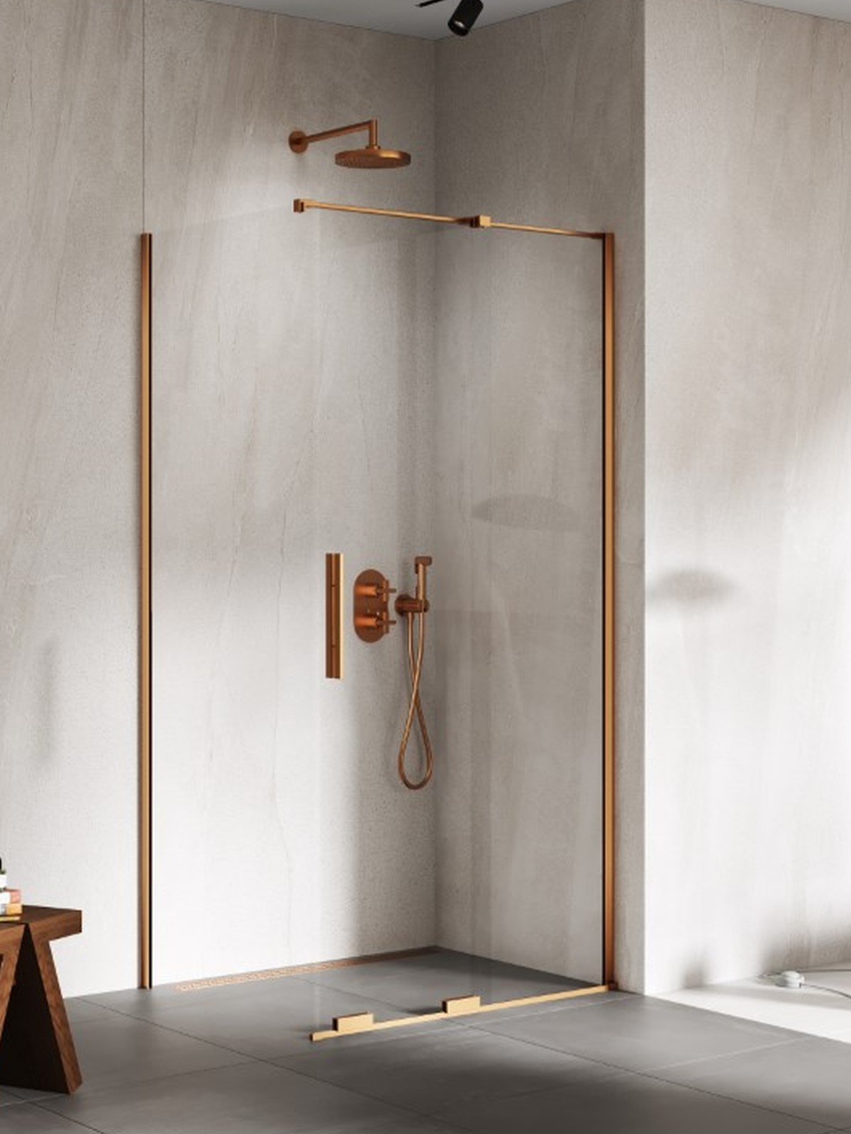 New Trendy Smart Dusche 120x90 cm rechteckig kupfer gebürstet/durchsichtiges Glas EXK-7678